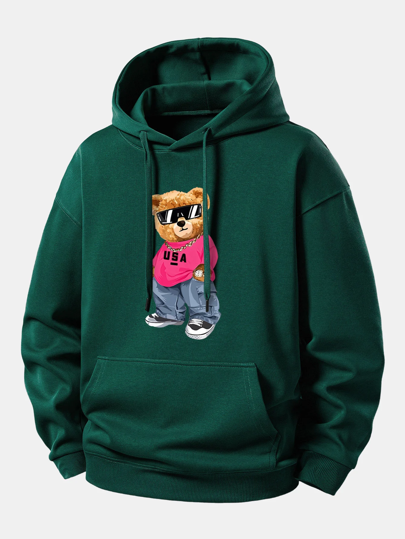 Hip Hop Bear Print Relax Fit Hoodie - Image 7