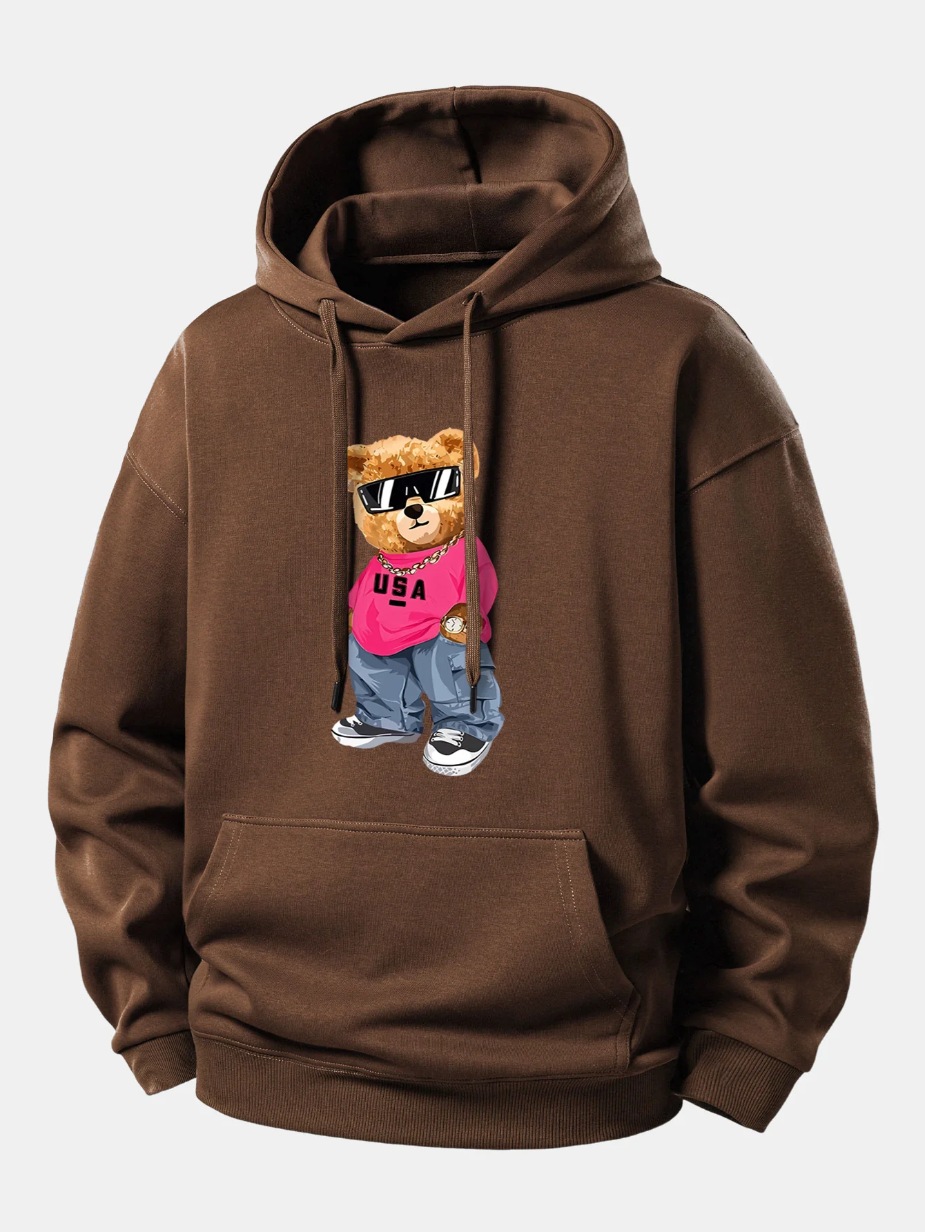 Hip Hop Bear Print Relax Fit Hoodie - Image 8