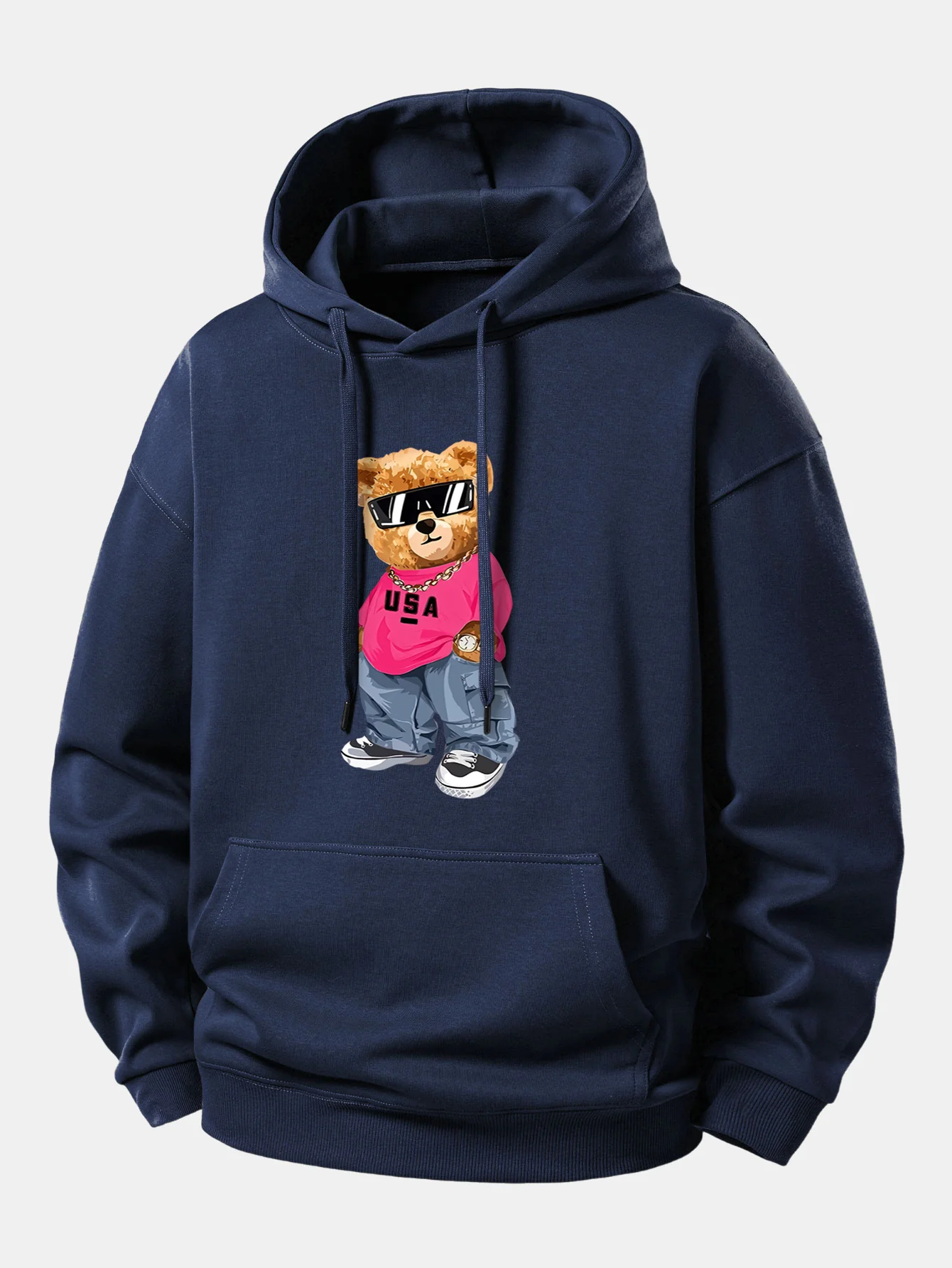 Hip Hop Bear Print Relax Fit Hoodie - Image 9