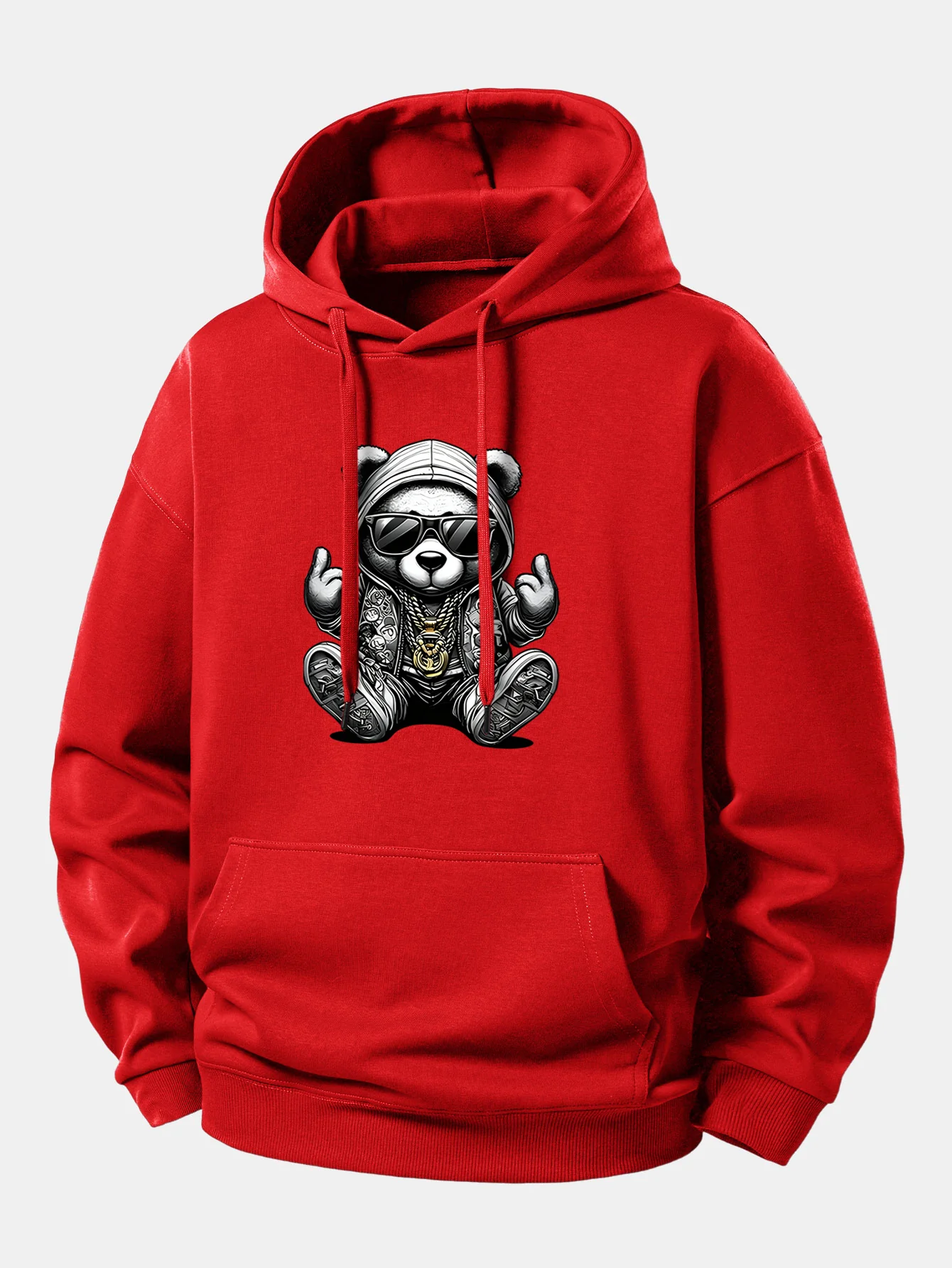 Hip Hop Bear Print Relax Fit Hoodie - Image 11