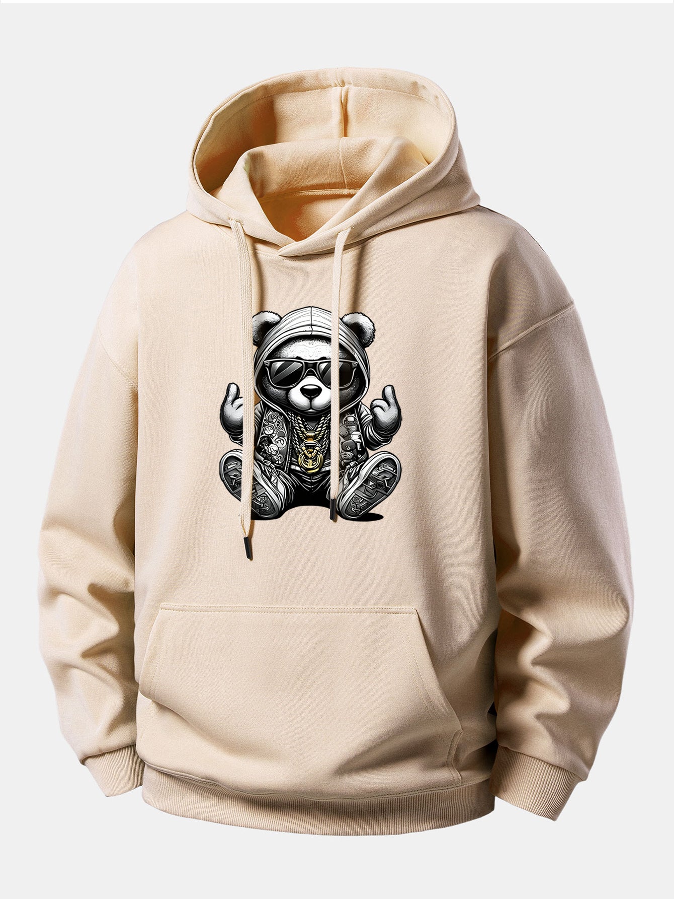 Hip Hop Bear Print Relax Fit Hoodie - Image 2