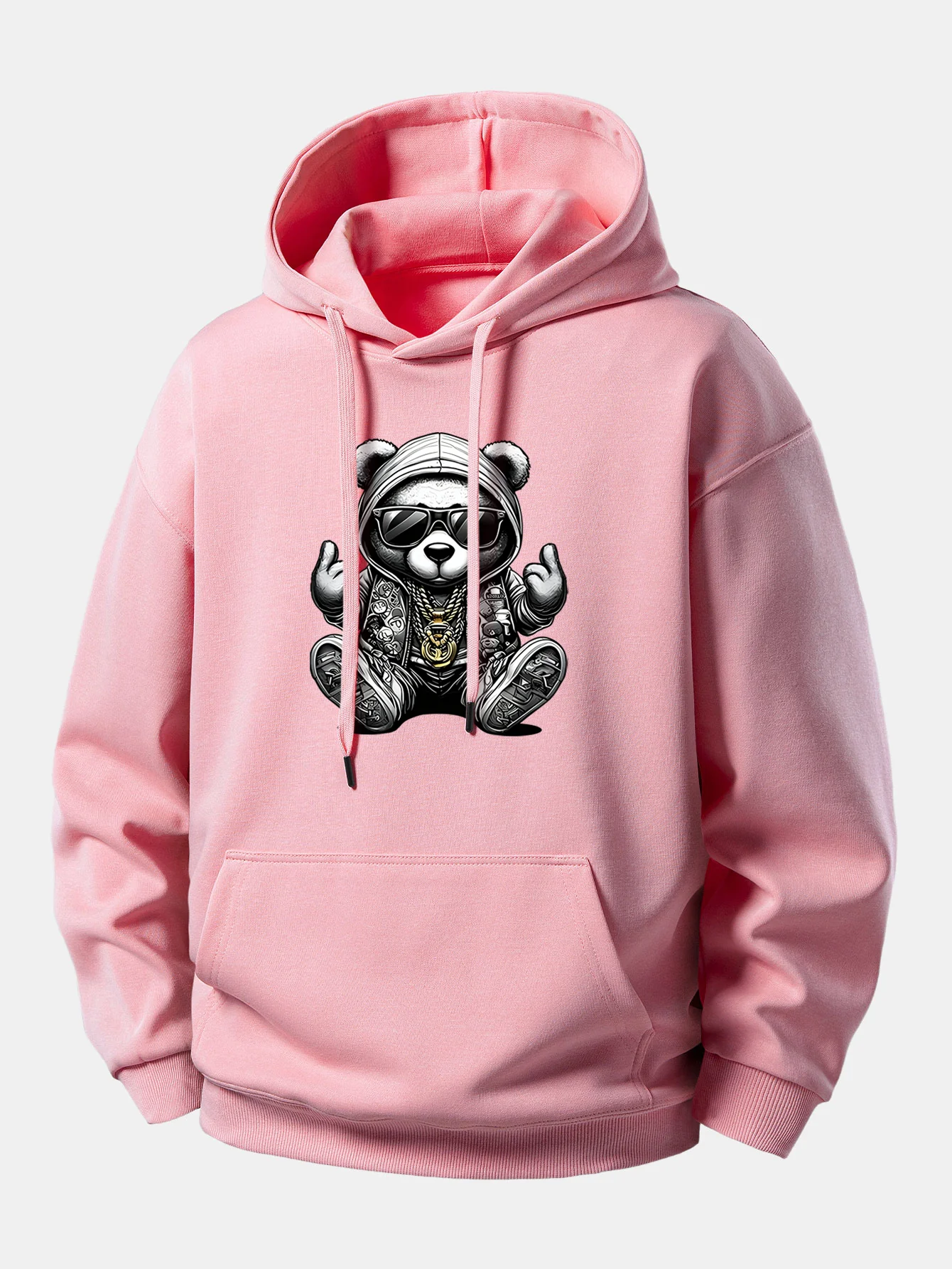 Hip Hop Bear Print Relax Fit Hoodie - Image 3