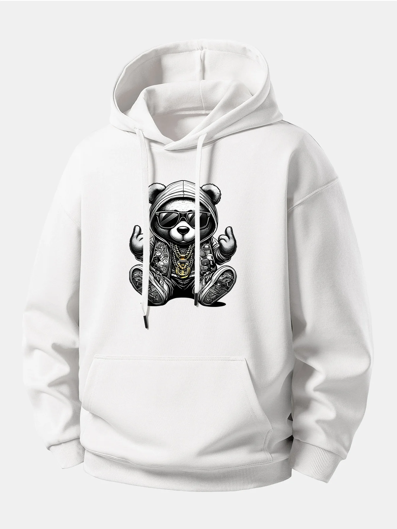 Hip Hop Bear Print Relax Fit Hoodie - Image 4
