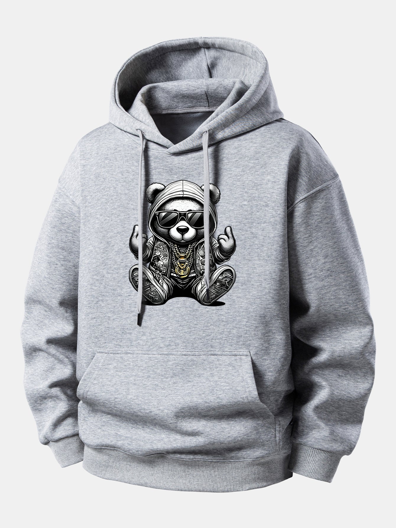 Hip Hop Bear Print Relax Fit Hoodie - Image 5