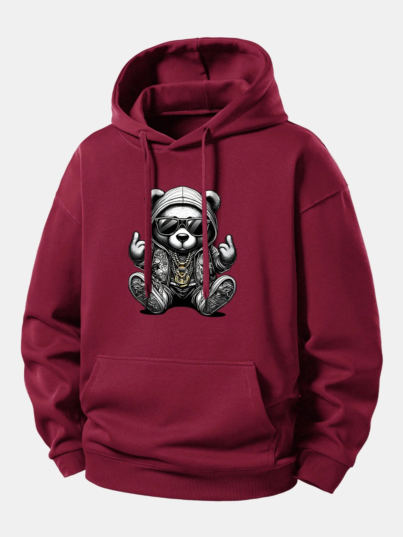Hip Hop Bear Print Relax Fit Hoodie - Image 6
