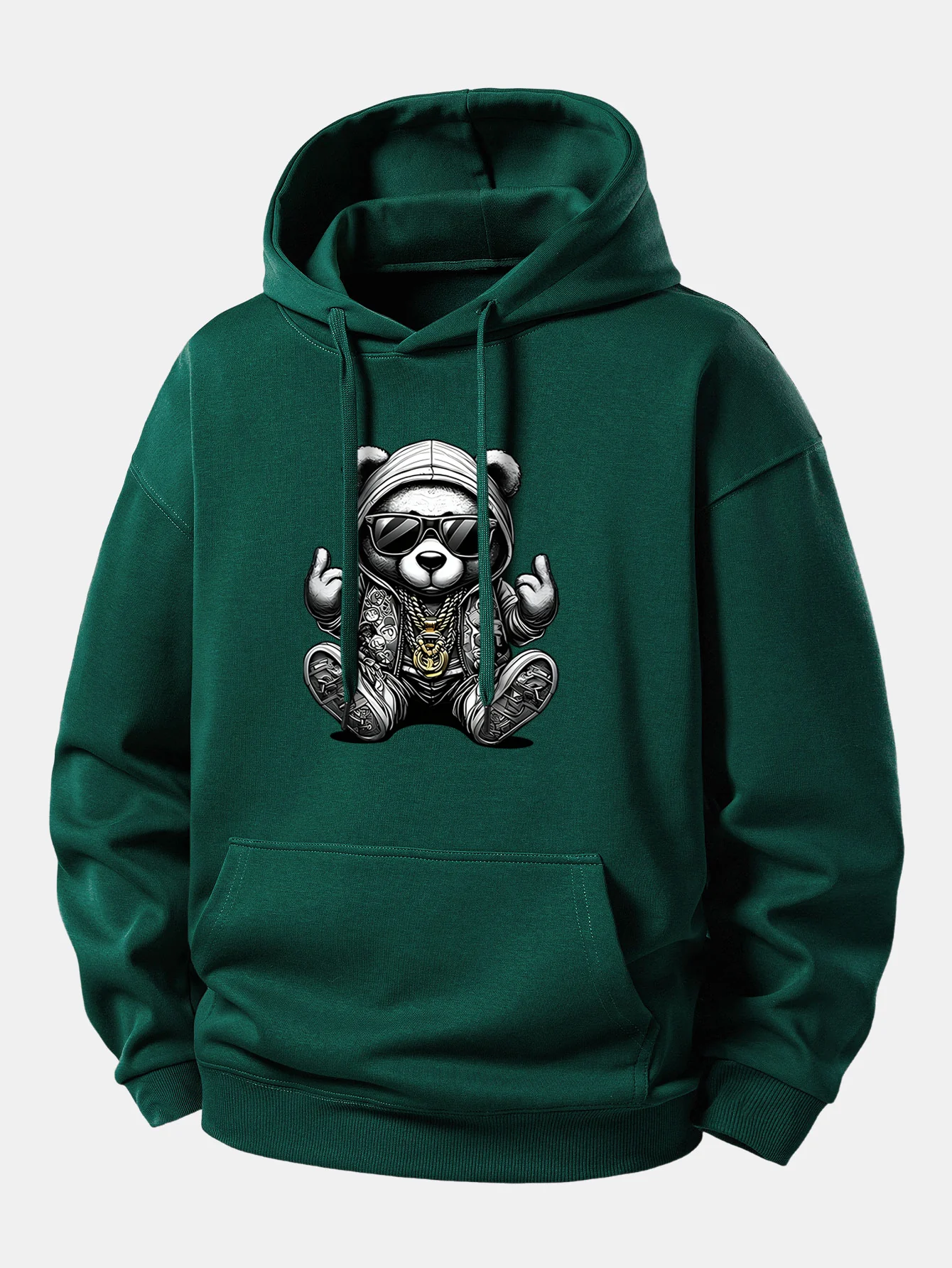 Hip Hop Bear Print Relax Fit Hoodie - Image 7