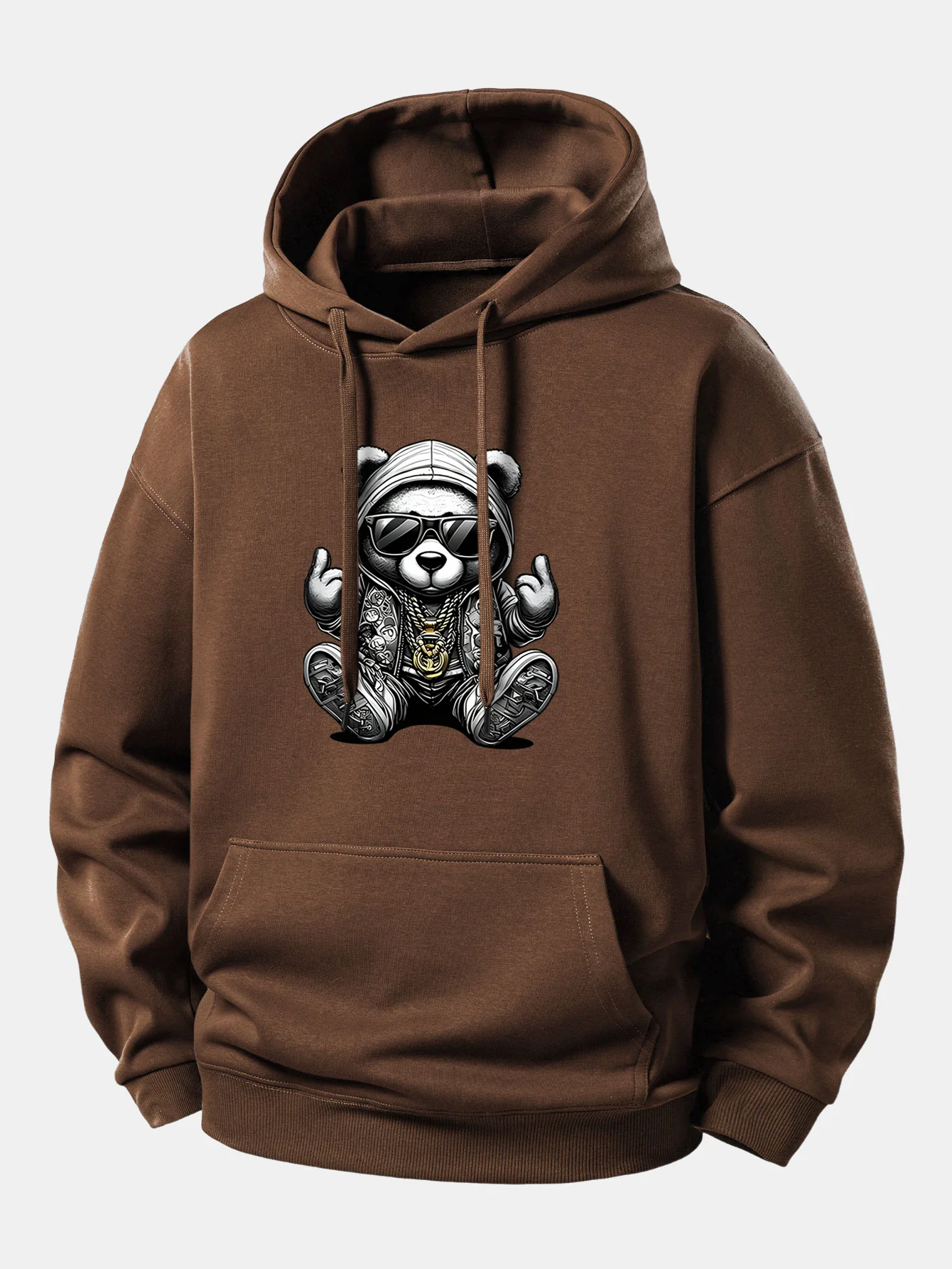Hip Hop Bear Print Relax Fit Hoodie - Image 8