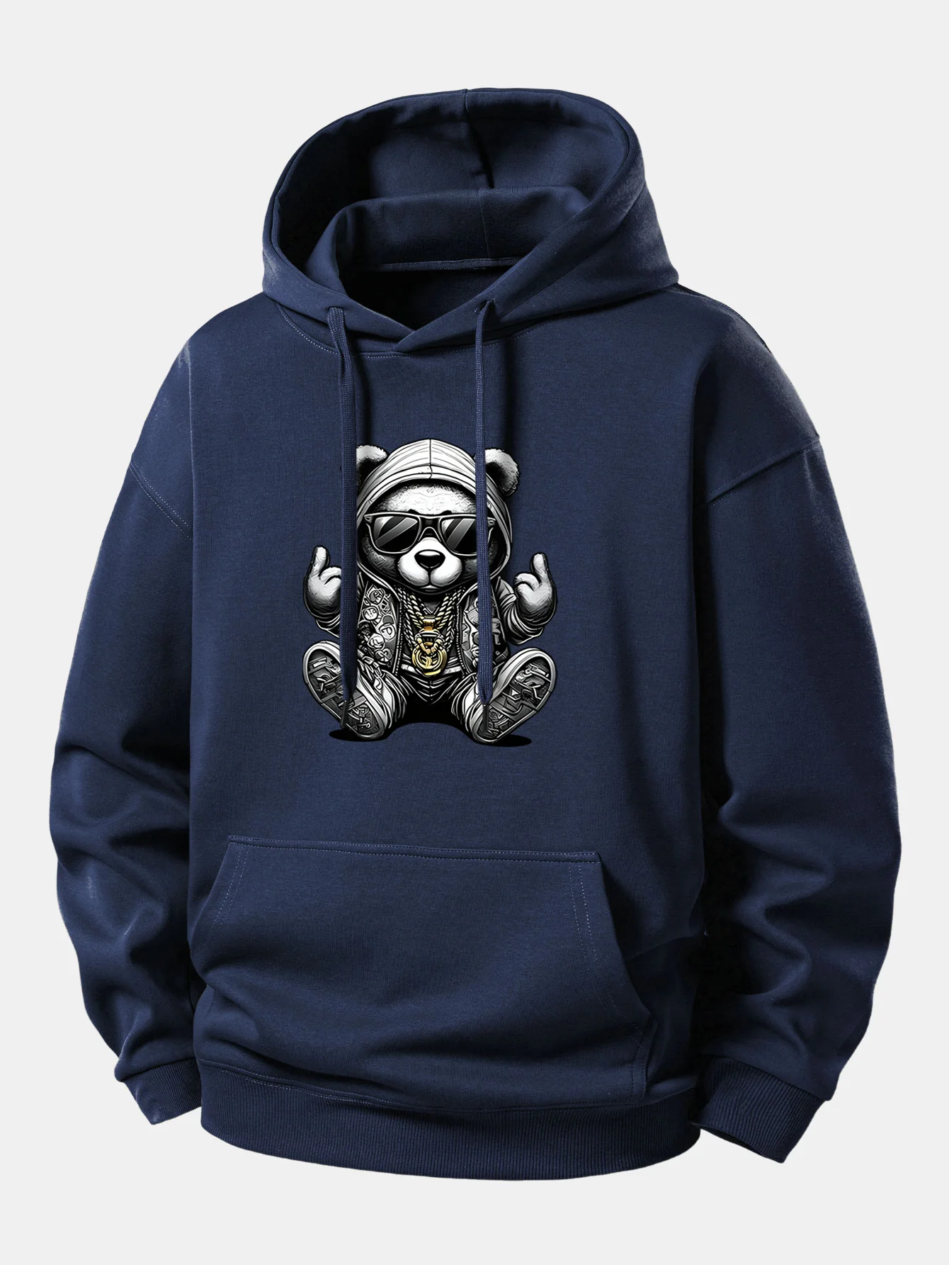 Hip Hop Bear Print Relax Fit Hoodie - Image 9