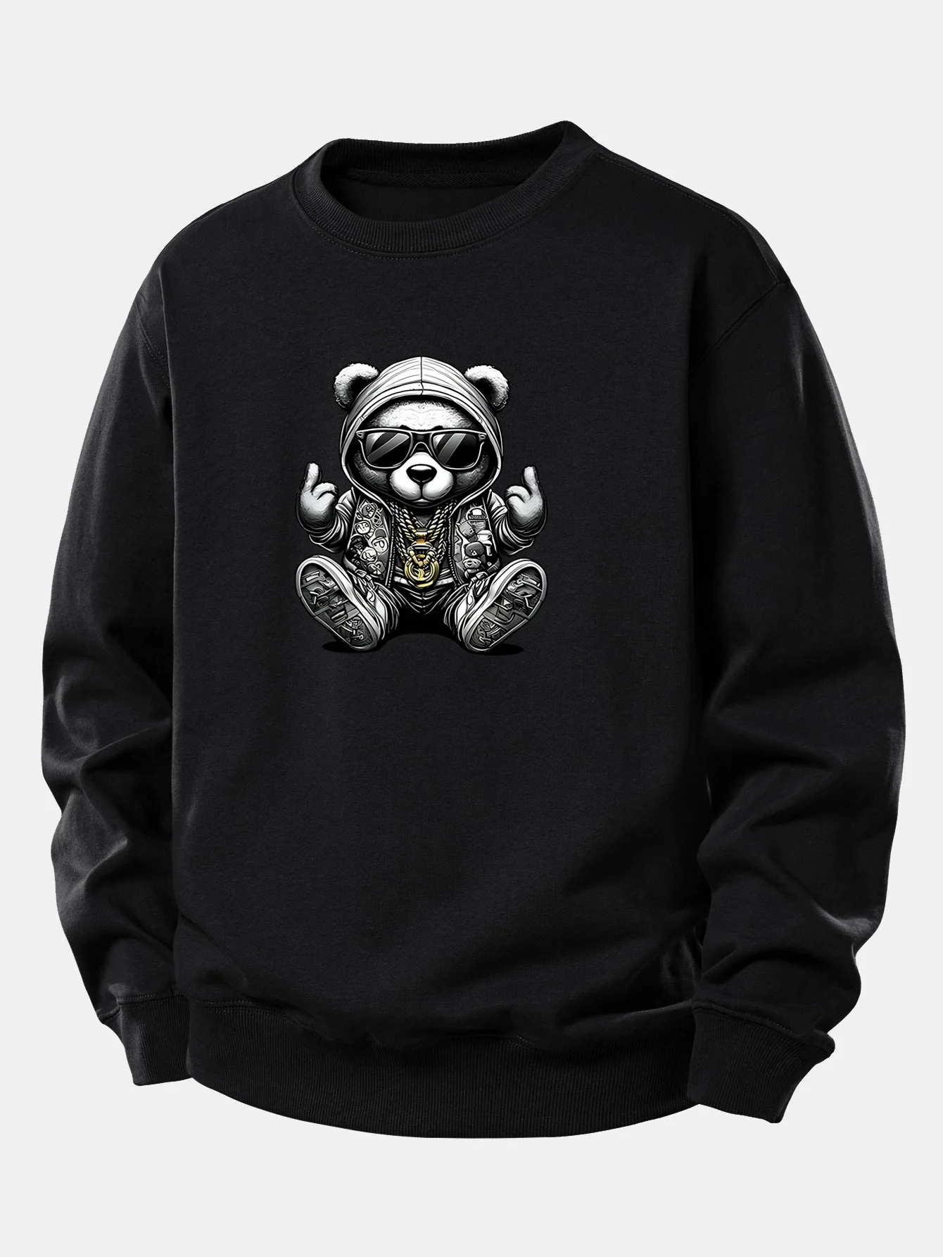 Hip Hop Bear Print Relax Fit Sweatshirt