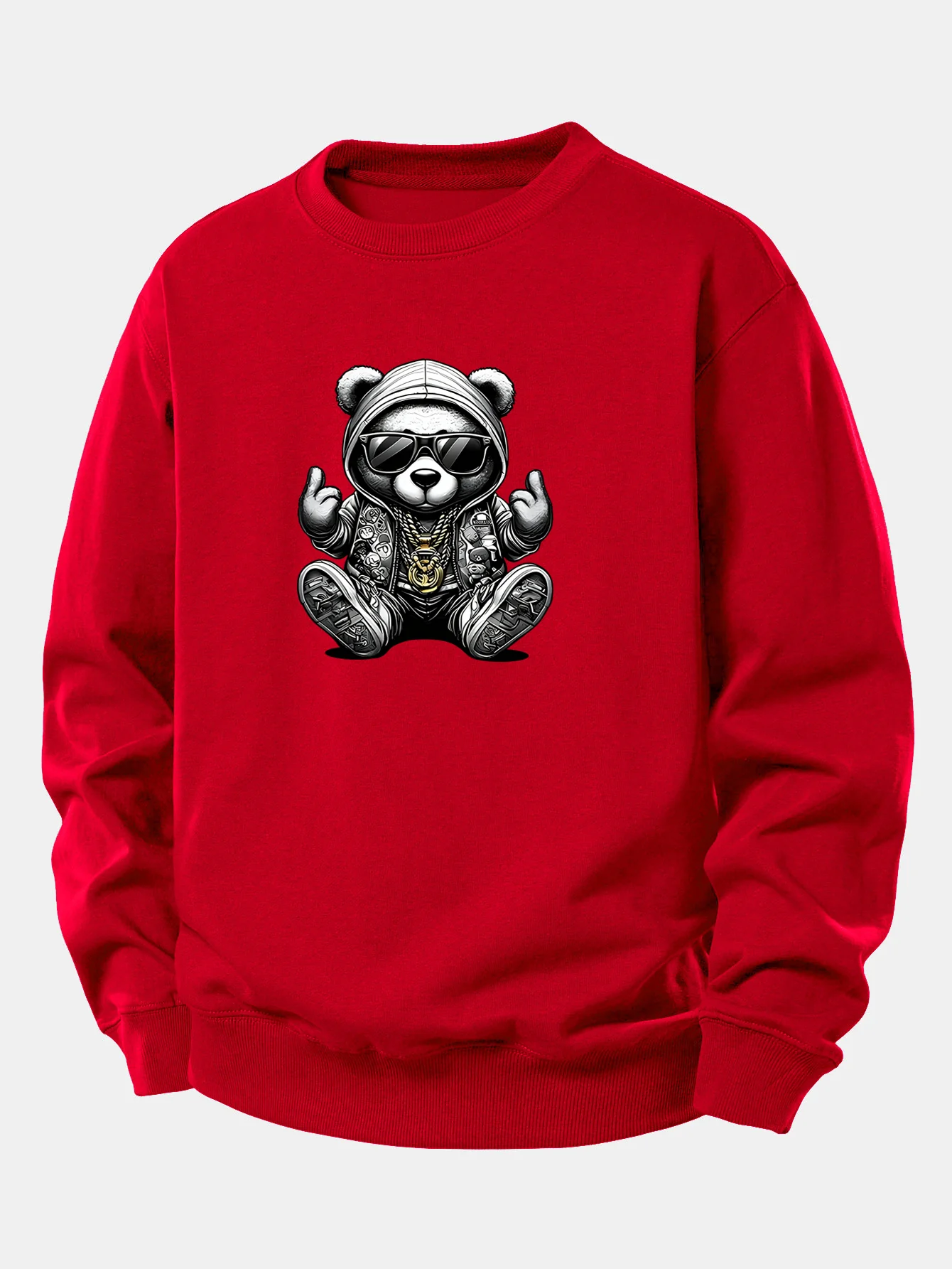 Hip Hop Bear Print Relax Fit Sweatshirt - Image 10