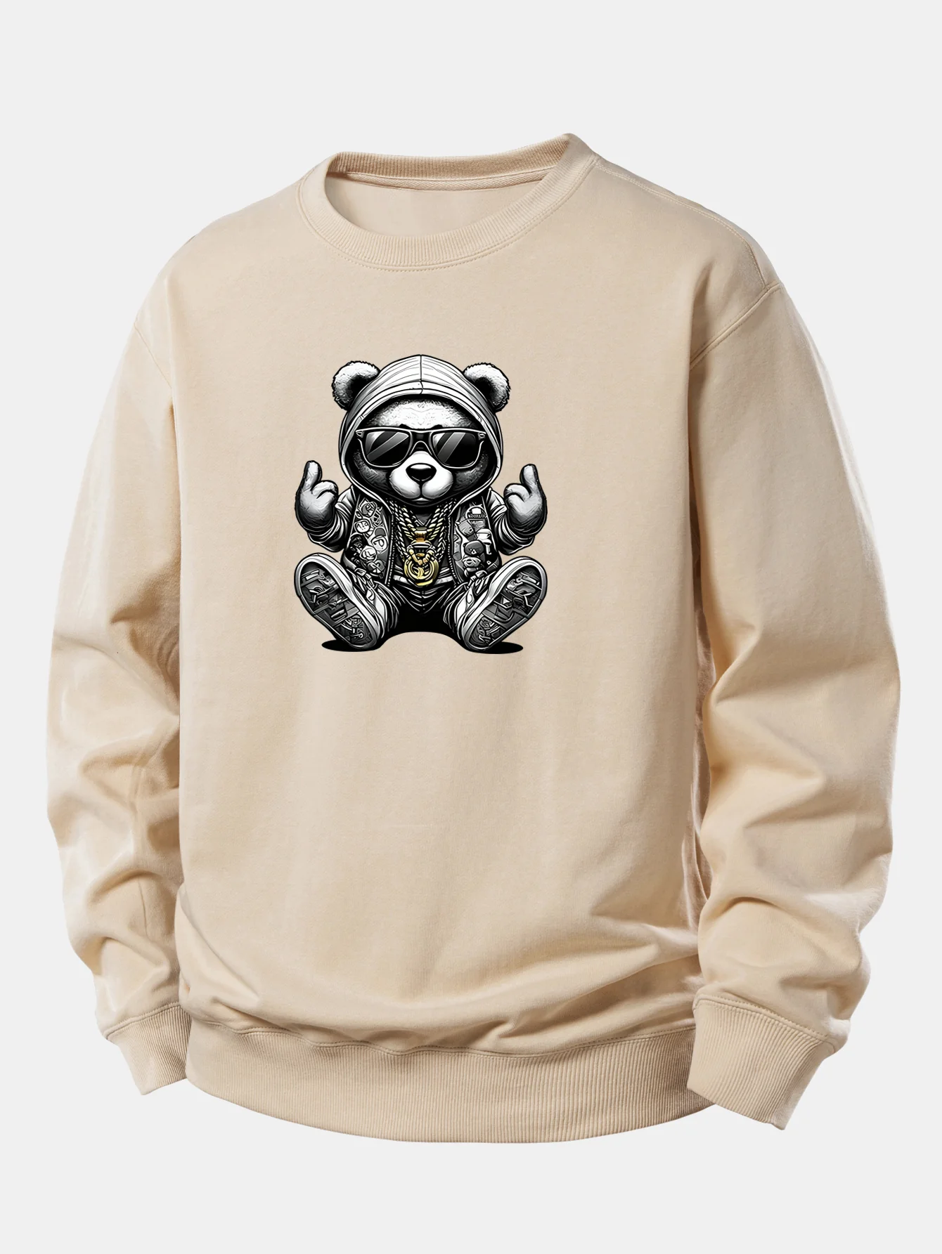 Hip Hop Bear Print Relax Fit Sweatshirt - Image 3