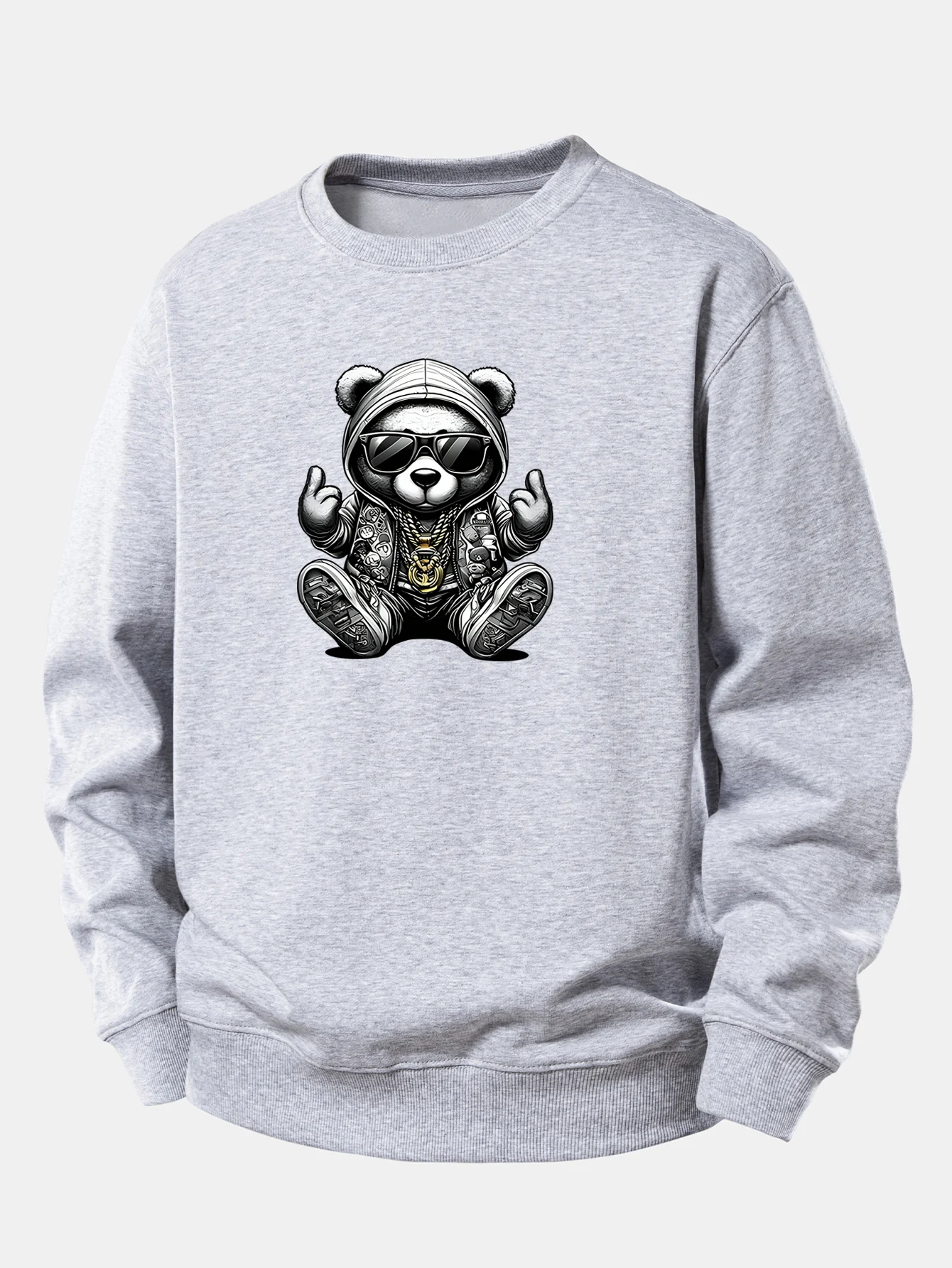 Hip Hop Bear Print Relax Fit Sweatshirt - Image 4