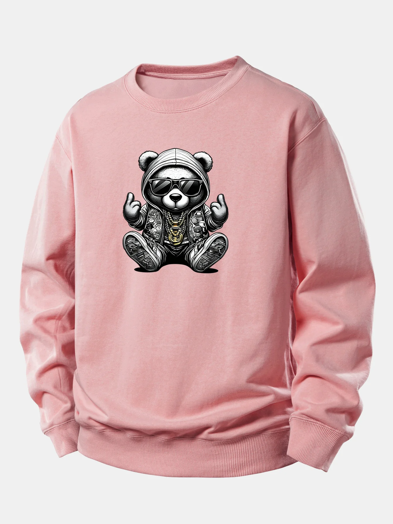 Hip Hop Bear Print Relax Fit Sweatshirt - Image 5