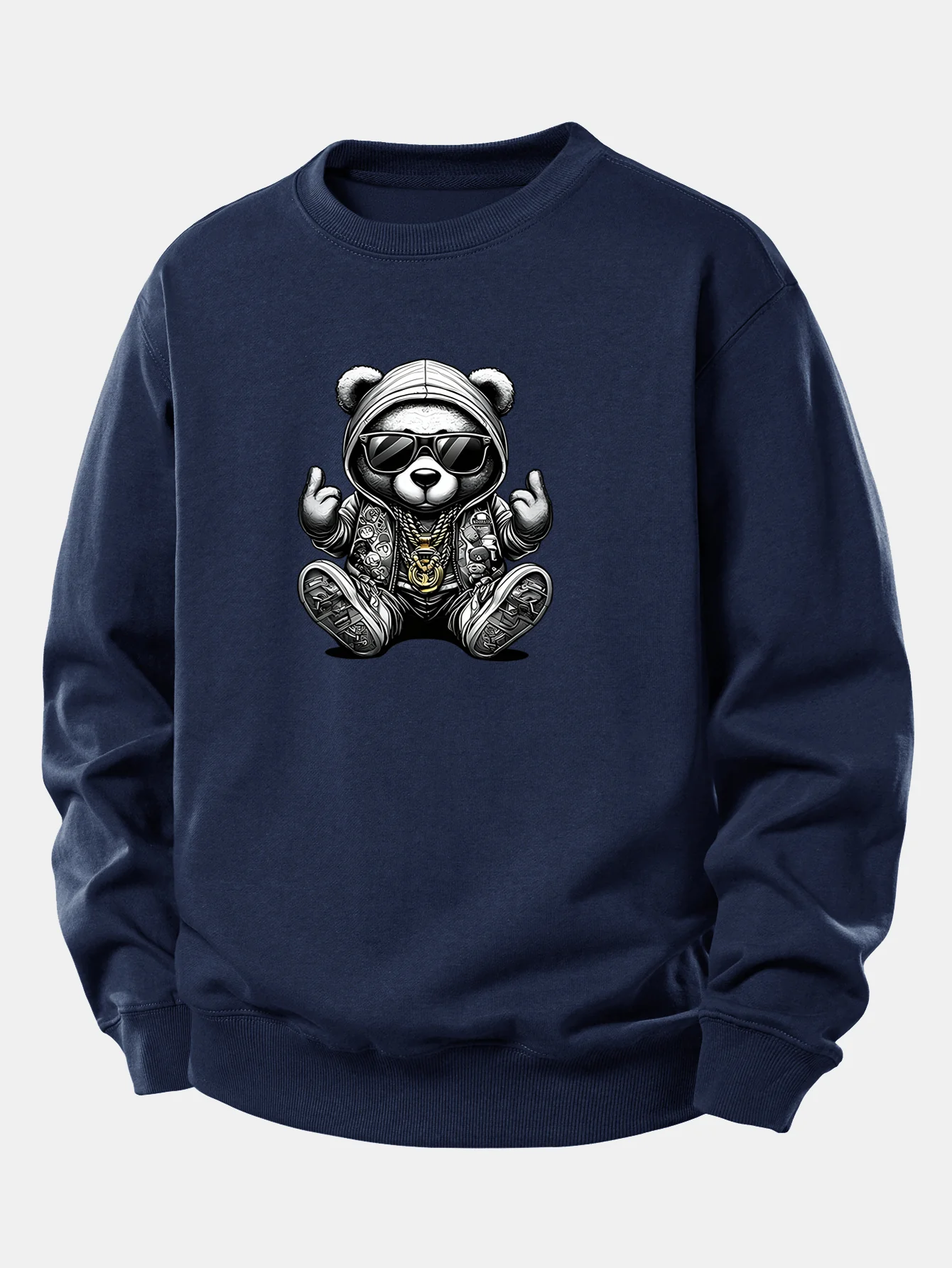 Hip Hop Bear Print Relax Fit Sweatshirt - Image 6