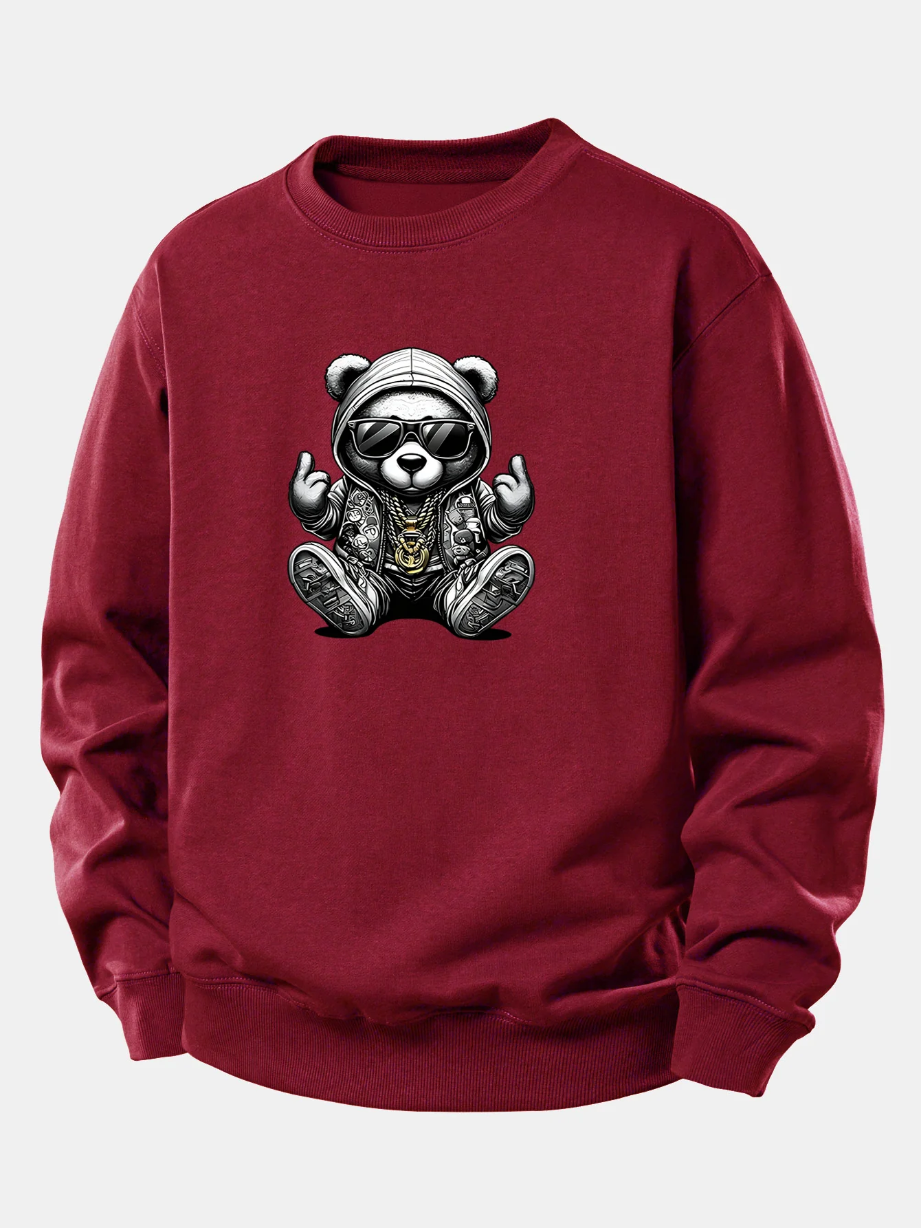Hip Hop Bear Print Relax Fit Sweatshirt - Image 7