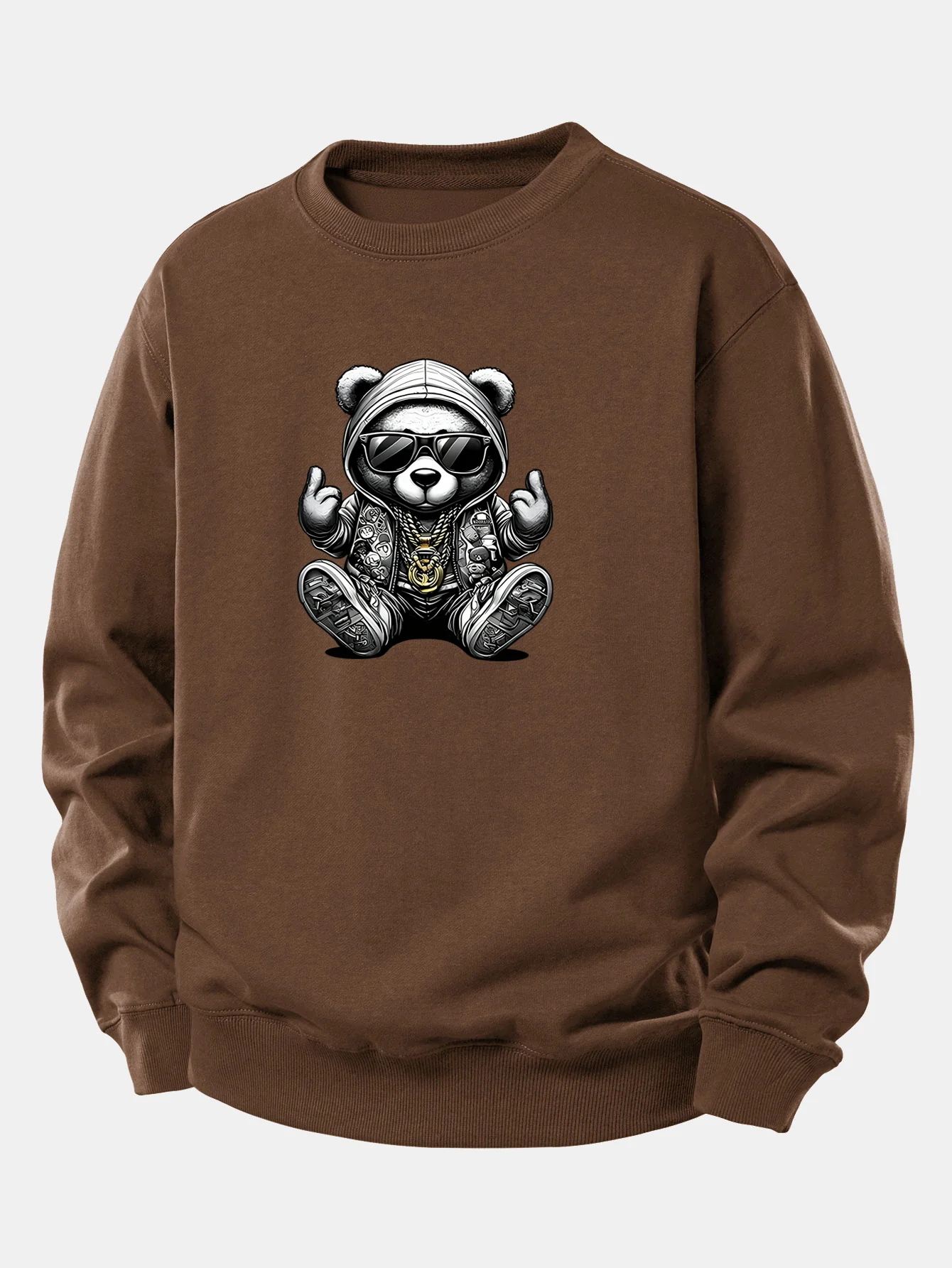 Hip Hop Bear Print Relax Fit Sweatshirt - Image 8
