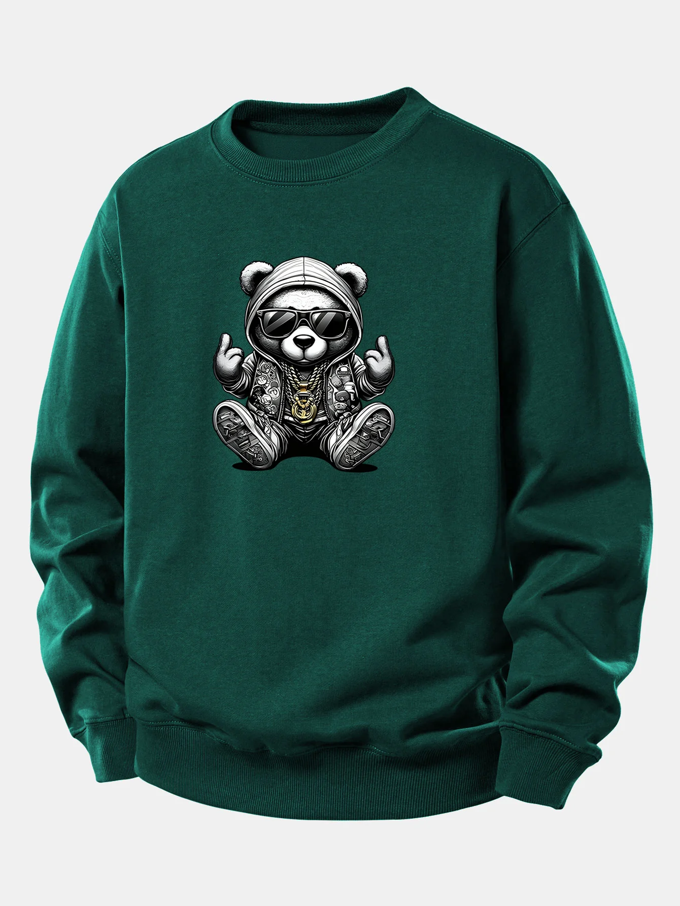 Hip Hop Bear Print Relax Fit Sweatshirt - Image 9