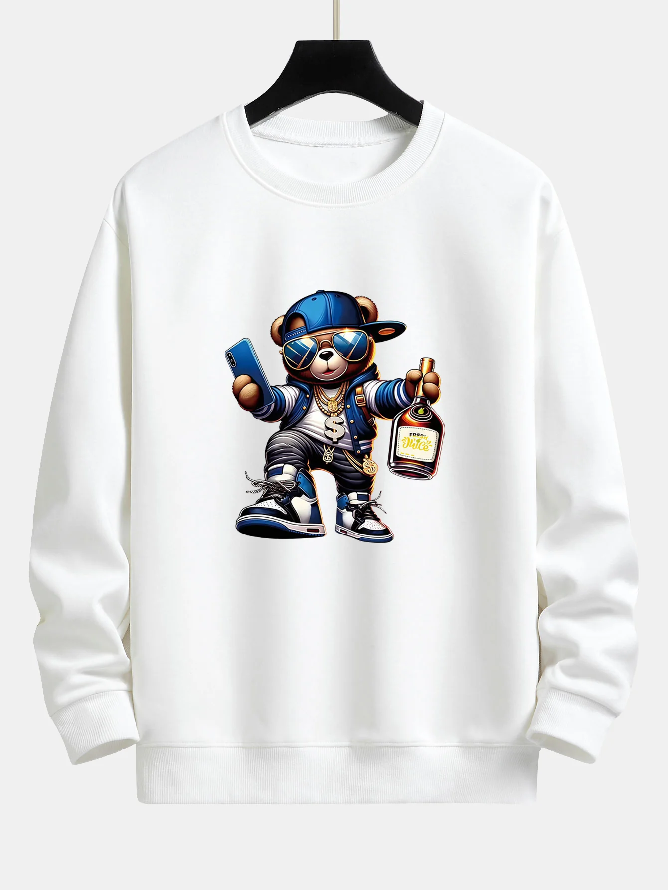 Hip Hop Bären Druck Relaxed Fit Sweatshirt