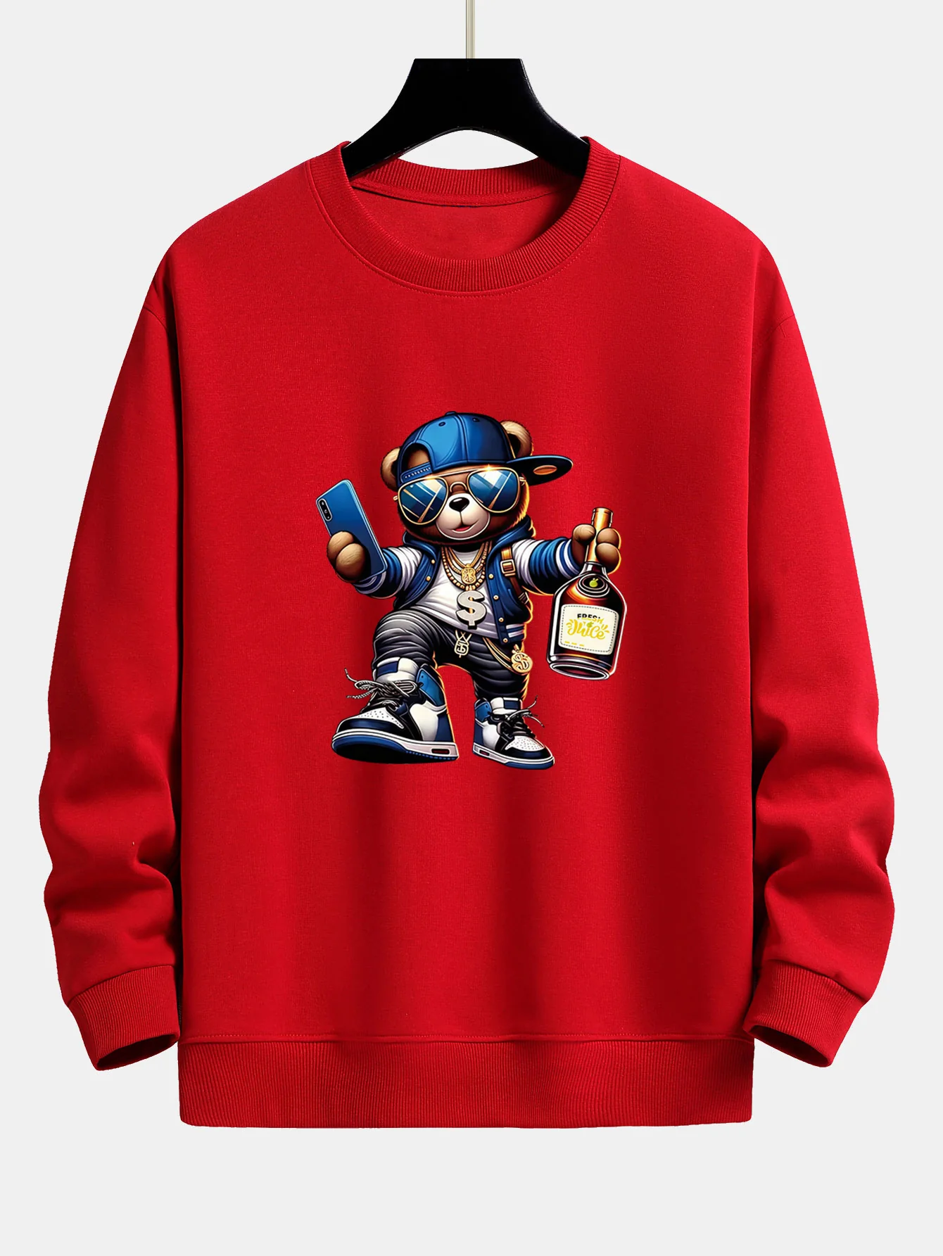 Hip Hop Bären Druck Relaxed Fit Sweatshirt - Image 10