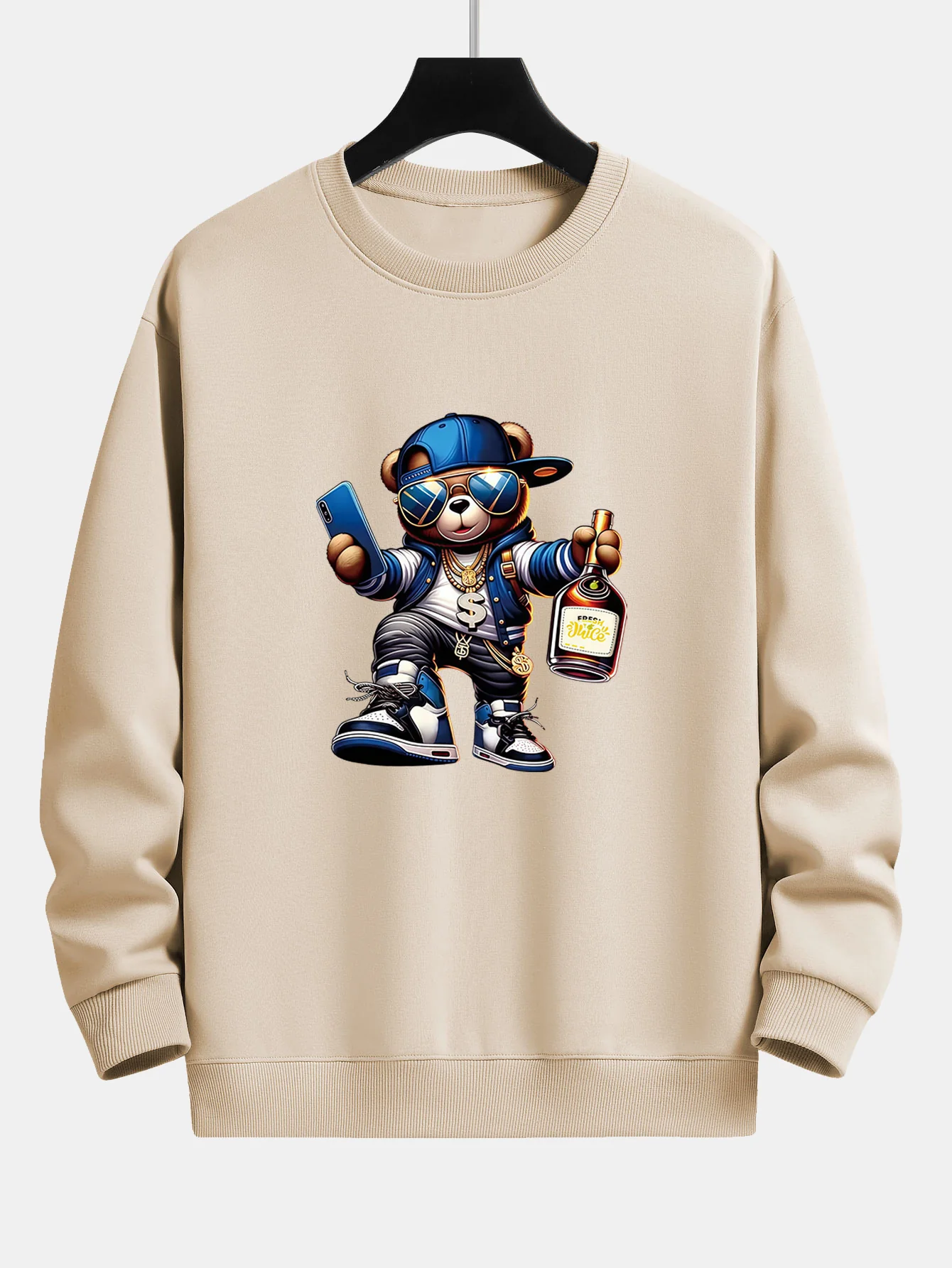 Hip Hop Bären Druck Relaxed Fit Sweatshirt - Image 3