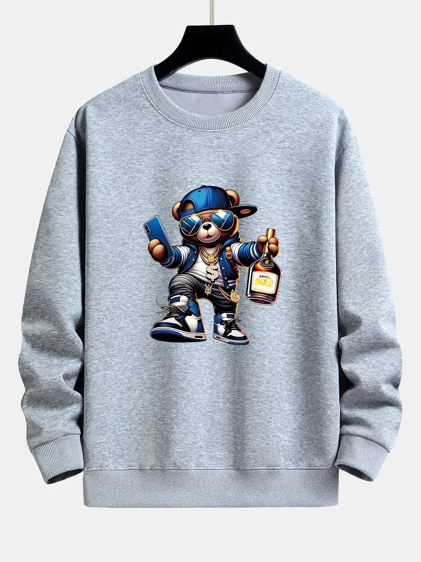 Hip Hop Bären Druck Relaxed Fit Sweatshirt - Image 4