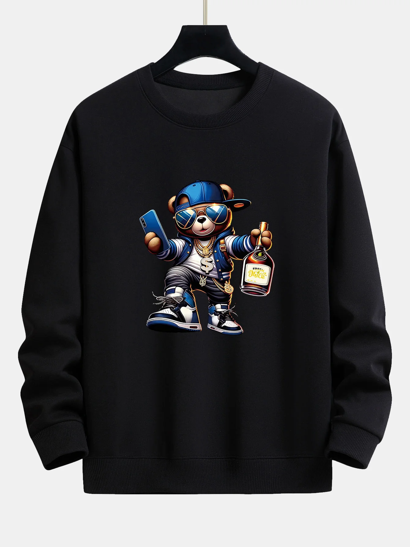 Hip Hop Bären Druck Relaxed Fit Sweatshirt - Image 5
