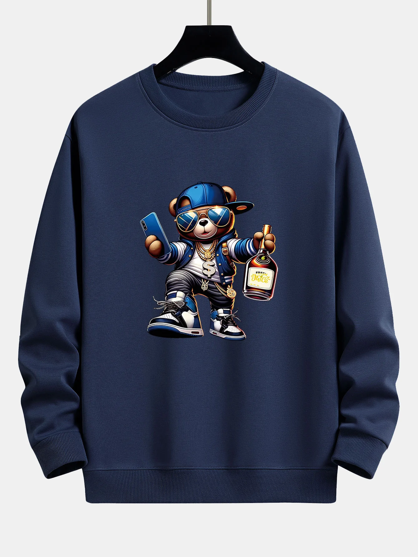 Hip Hop Bären Druck Relaxed Fit Sweatshirt - Image 6