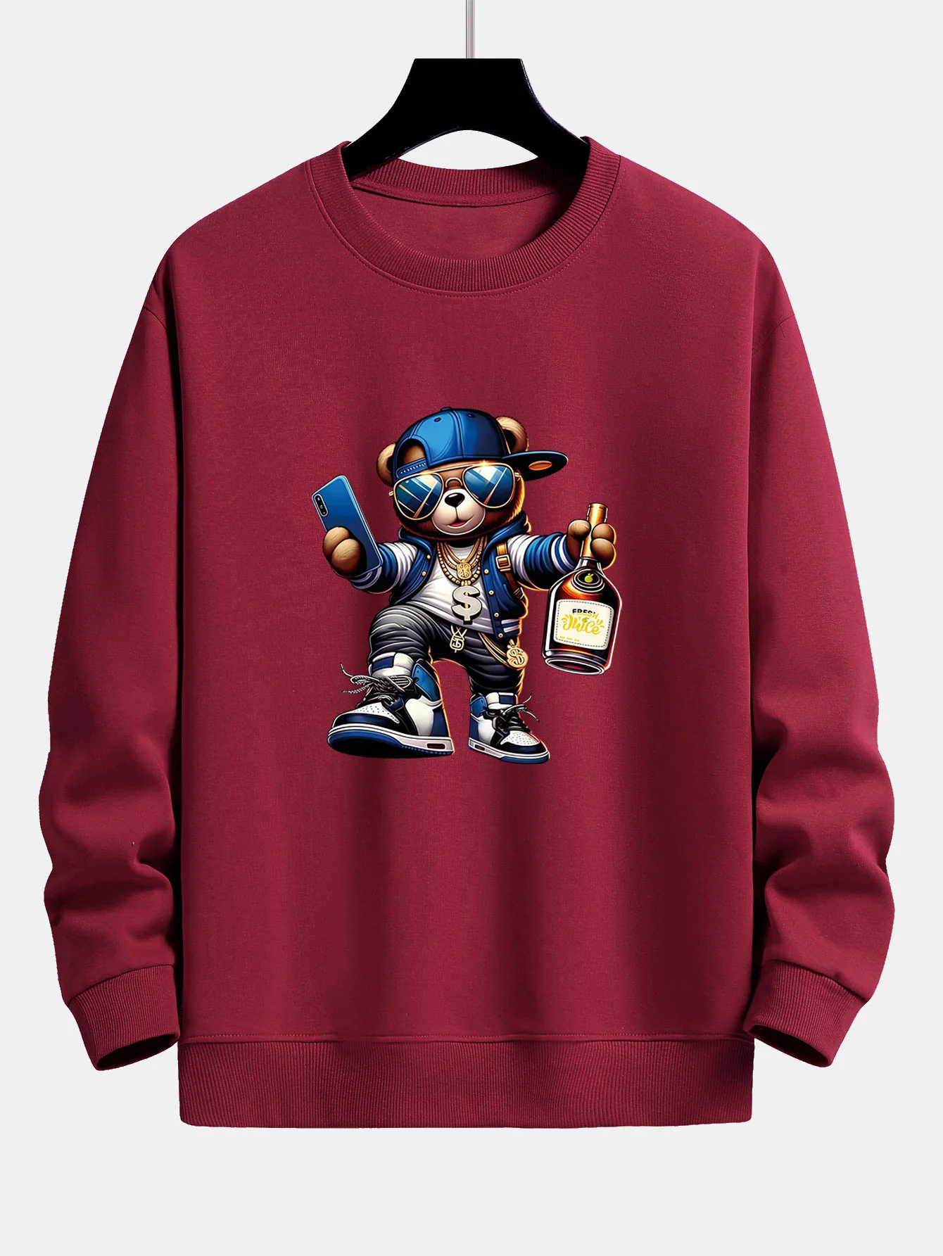 Hip Hop Bären Druck Relaxed Fit Sweatshirt - Image 7