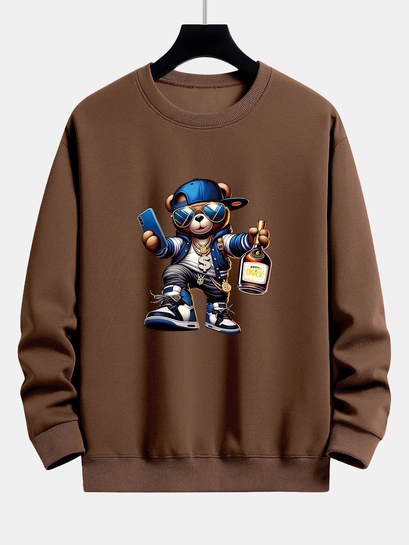 Hip Hop Bären Druck Relaxed Fit Sweatshirt - Image 8