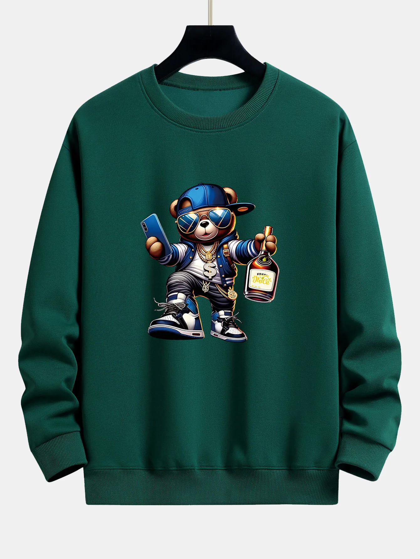 Hip Hop Bären Druck Relaxed Fit Sweatshirt - Image 9