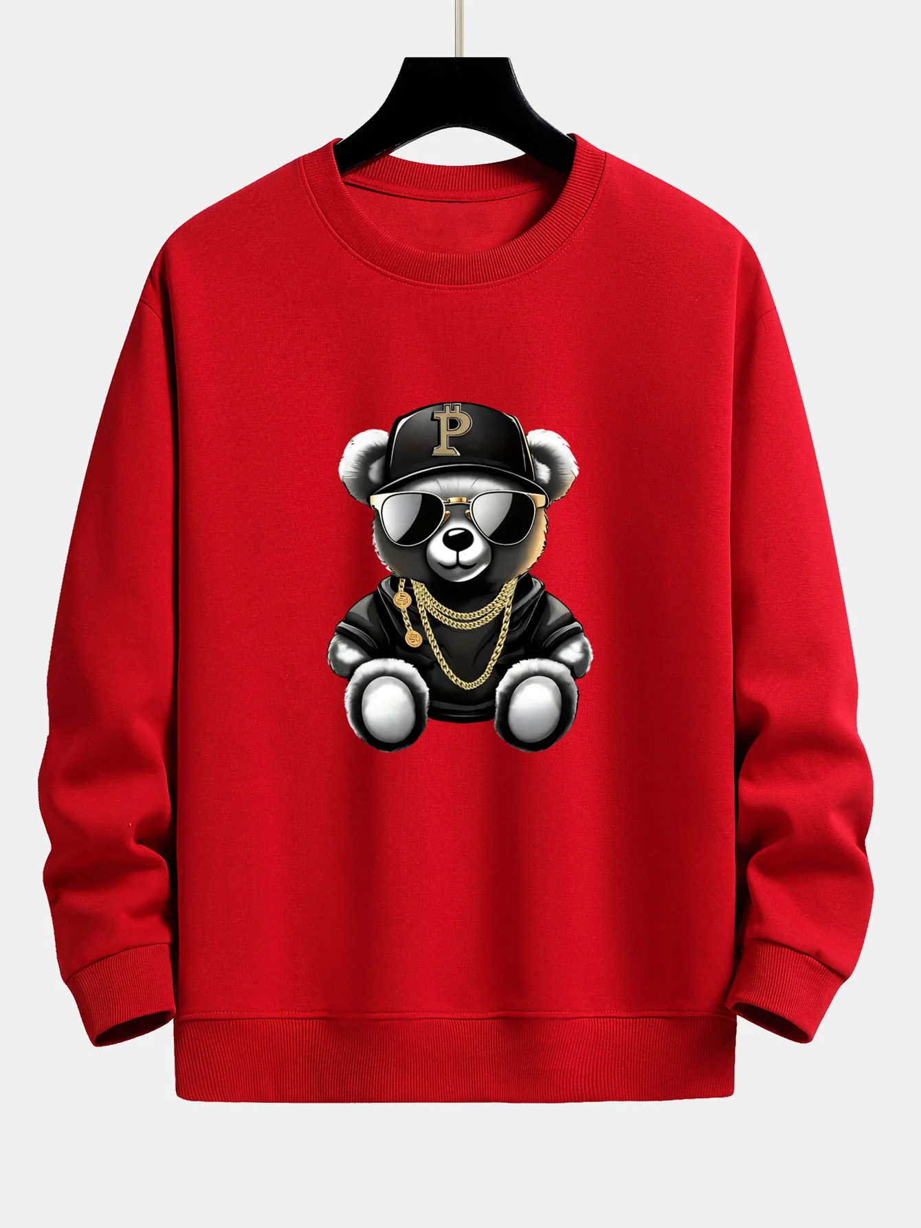 Hip Hop Bären Druck Relaxed Fit Sweatshirt - Image 10