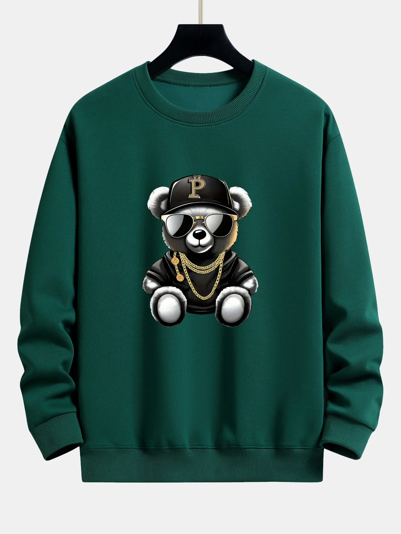 Hip Hop Bären Druck Relaxed Fit Sweatshirt - Image 3