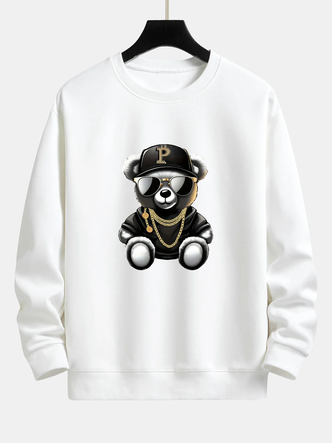 Hip Hop Bären Druck Relaxed Fit Sweatshirt - Image 4