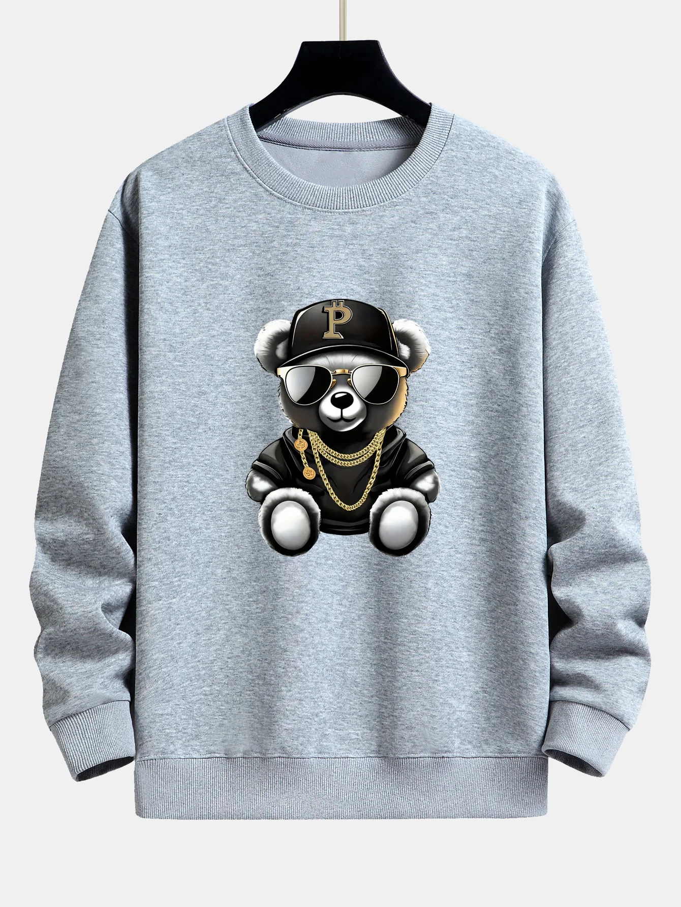 Hip Hop Bären Druck Relaxed Fit Sweatshirt - Image 7