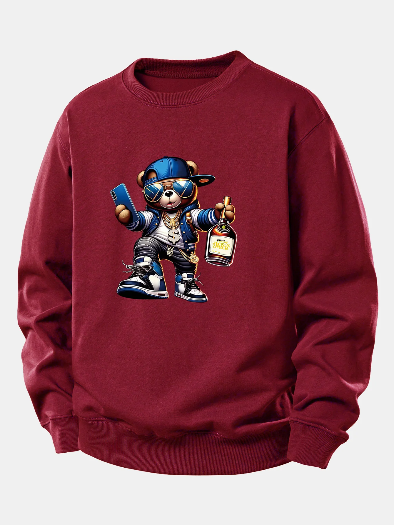 Hip Hop Bär Druck Locker Geschnittenes Sweatshirt - Image 3