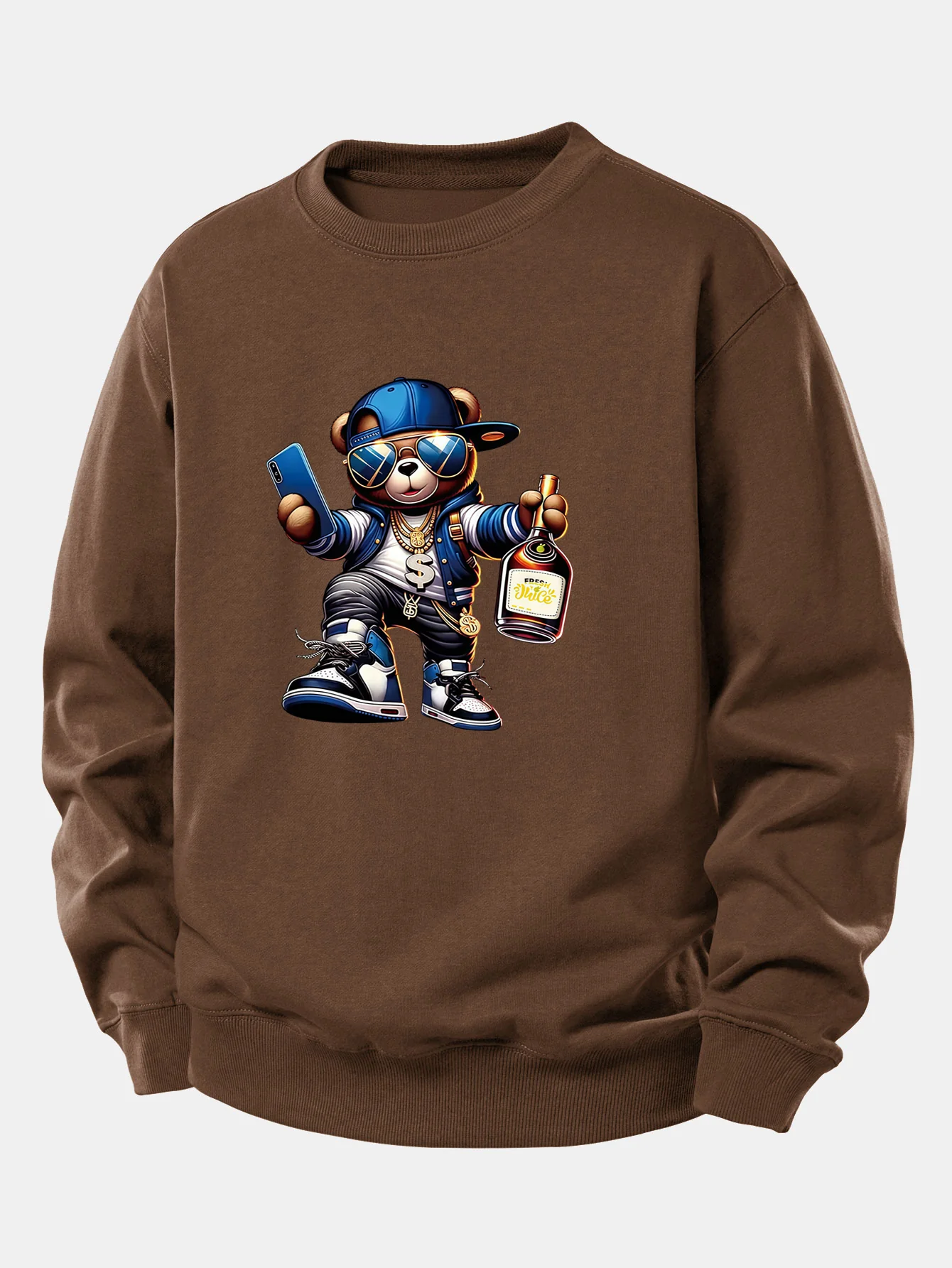 Hip Hop Bär Druck Locker Geschnittenes Sweatshirt - Image 4