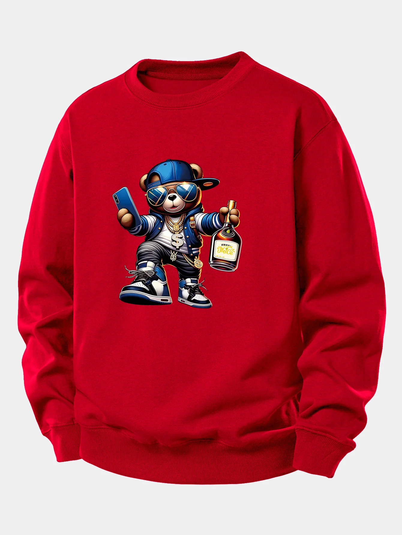 Hip Hop Bär Druck Locker Geschnittenes Sweatshirt - Image 5