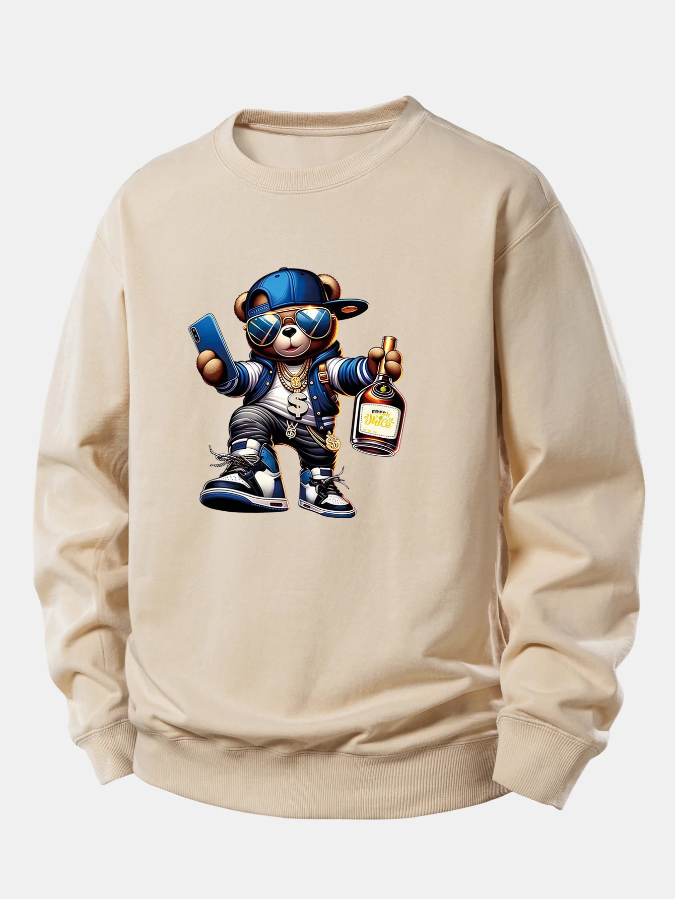 Hip Hop Bär Druck Locker Geschnittenes Sweatshirt - Image 7