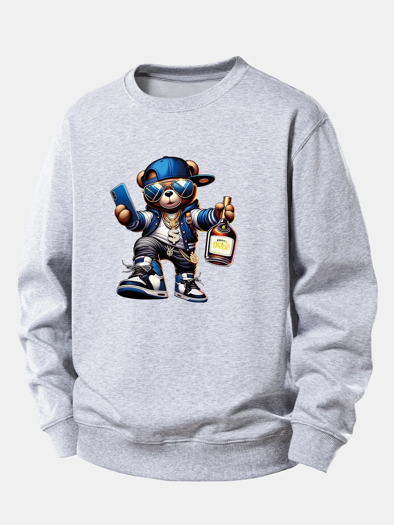 Hip Hop Bär Druck Locker Geschnittenes Sweatshirt - Image 8