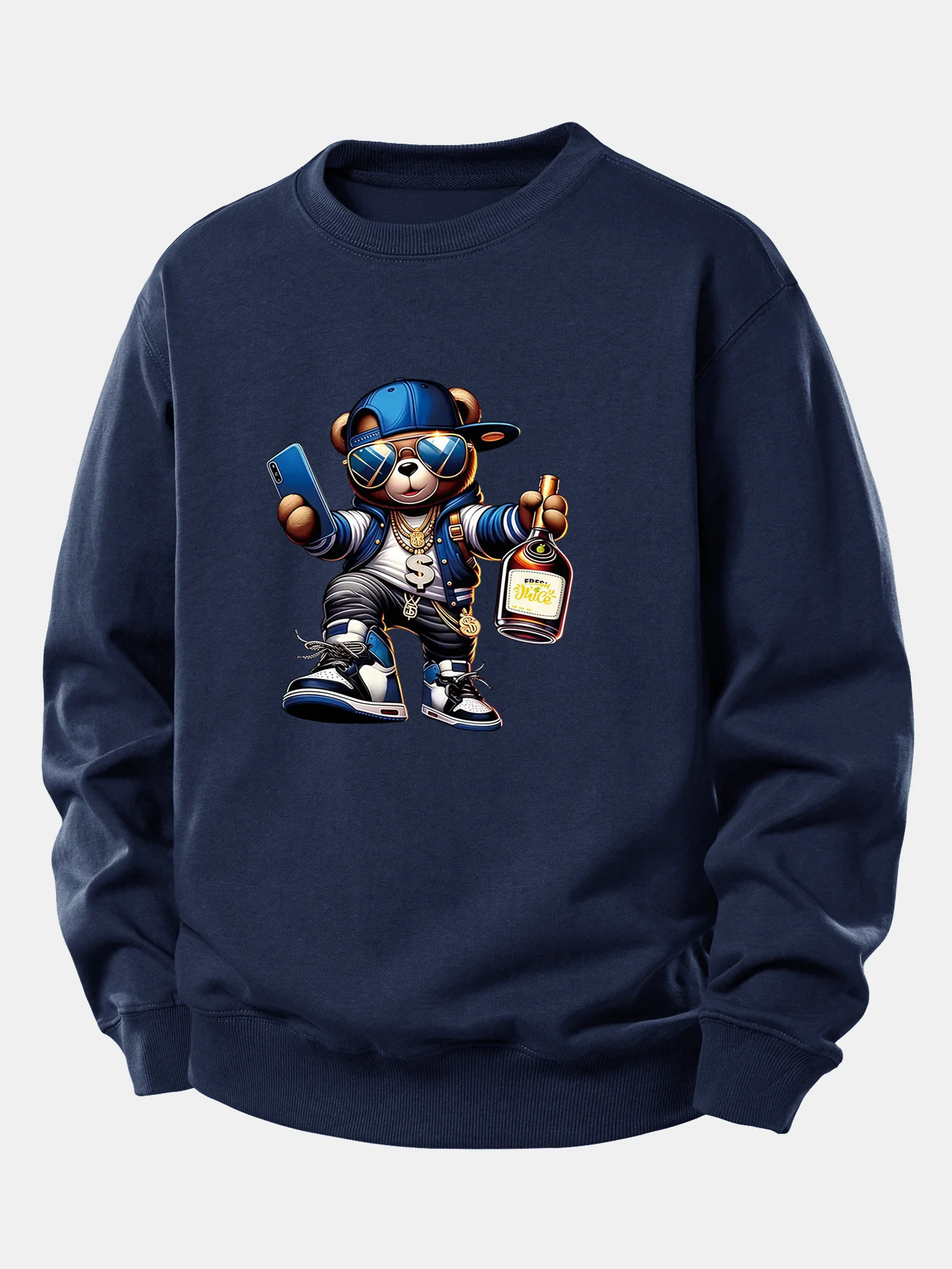 Hip Hop Bär Druck Locker Geschnittenes Sweatshirt - Image 9