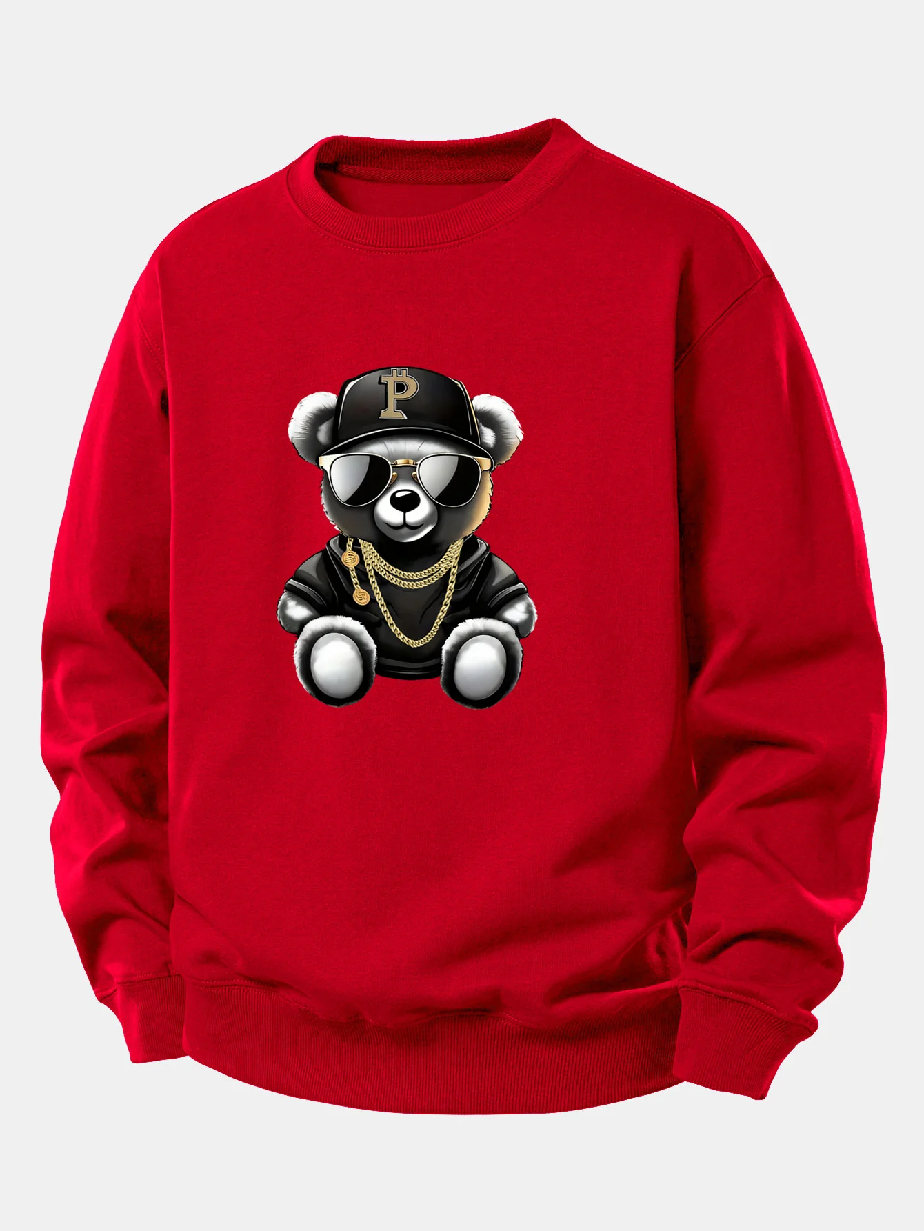 Hip Hop Bär Druck Locker Geschnittenes Sweatshirt - Image 10