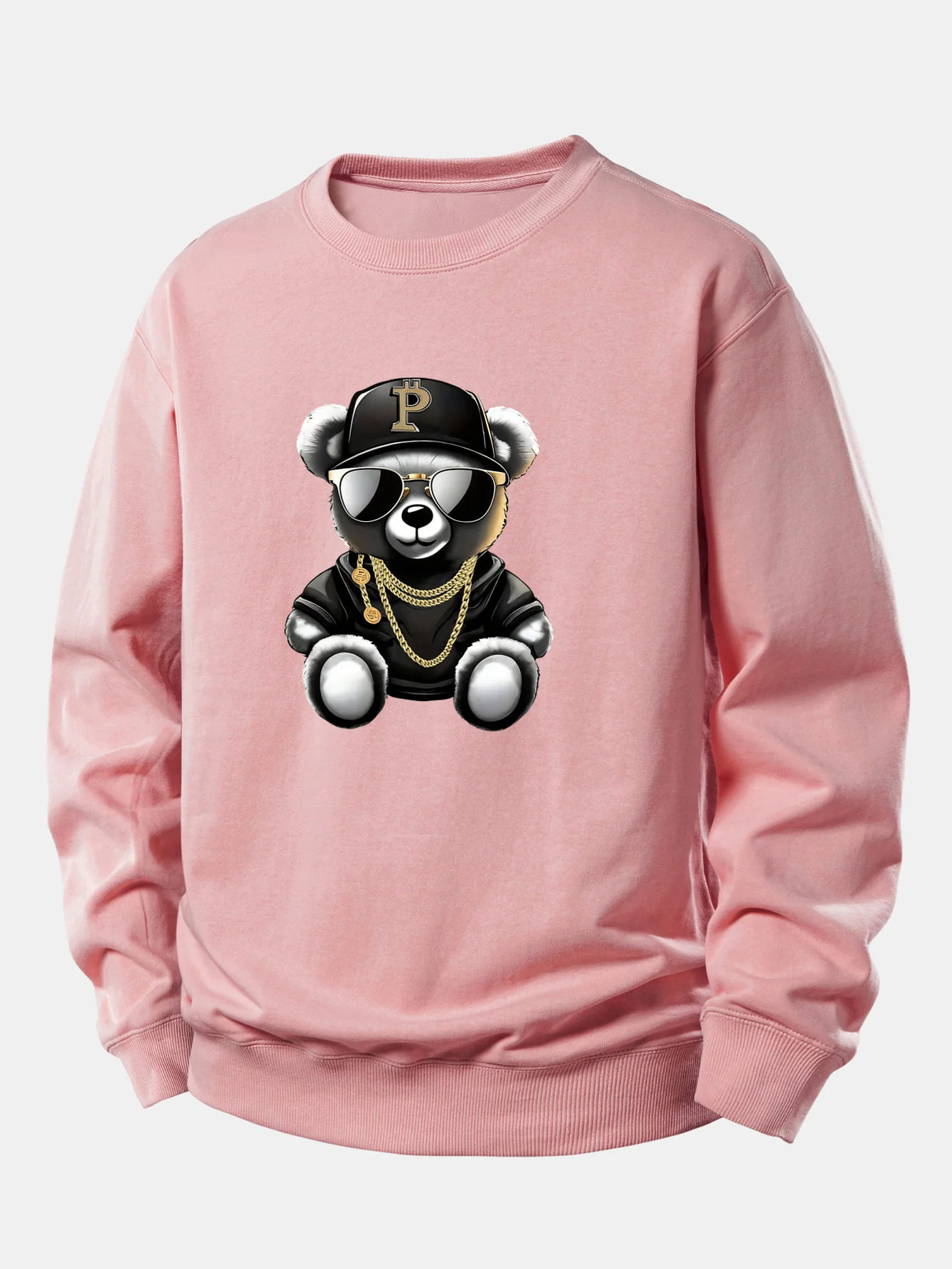 Hip Hop Bär Druck Locker Geschnittenes Sweatshirt - Image 3