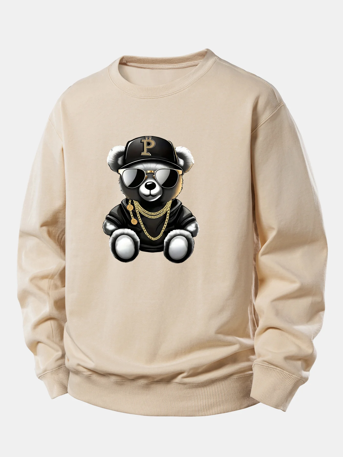 Hip Hop Bär Druck Locker Geschnittenes Sweatshirt - Image 4