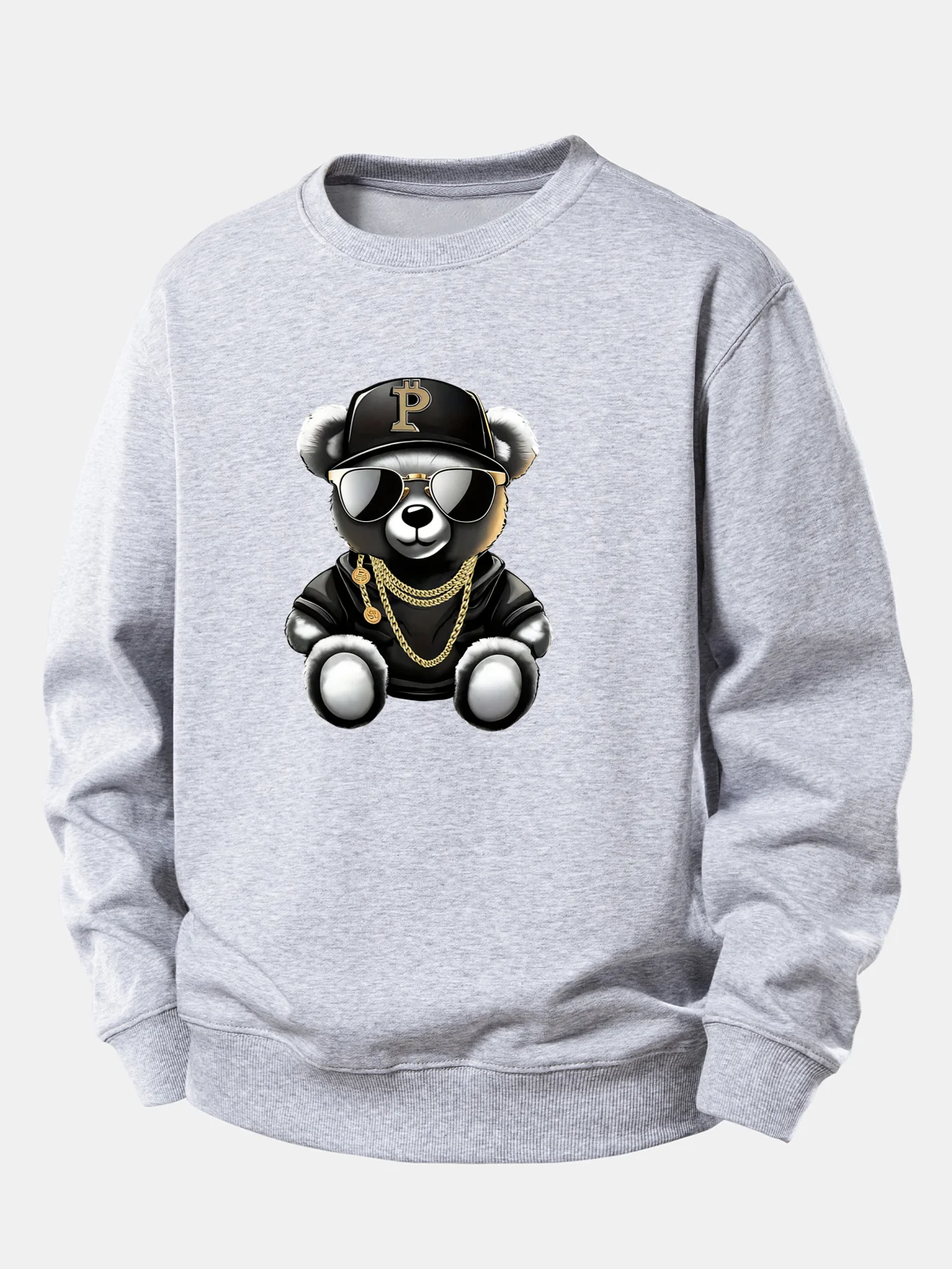 Hip Hop Bär Druck Locker Geschnittenes Sweatshirt - Image 5