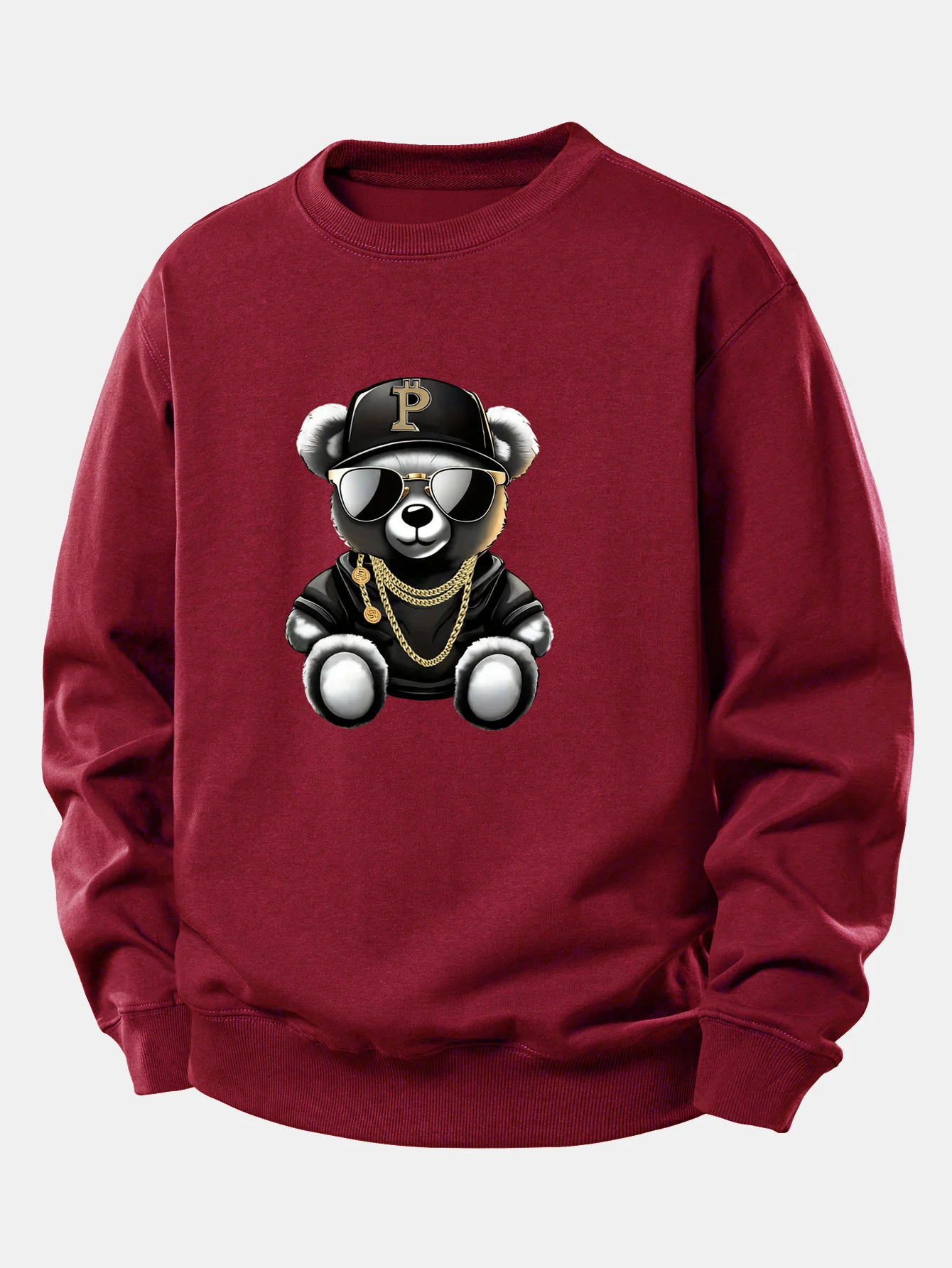 Hip Hop Bär Druck Locker Geschnittenes Sweatshirt - Image 7