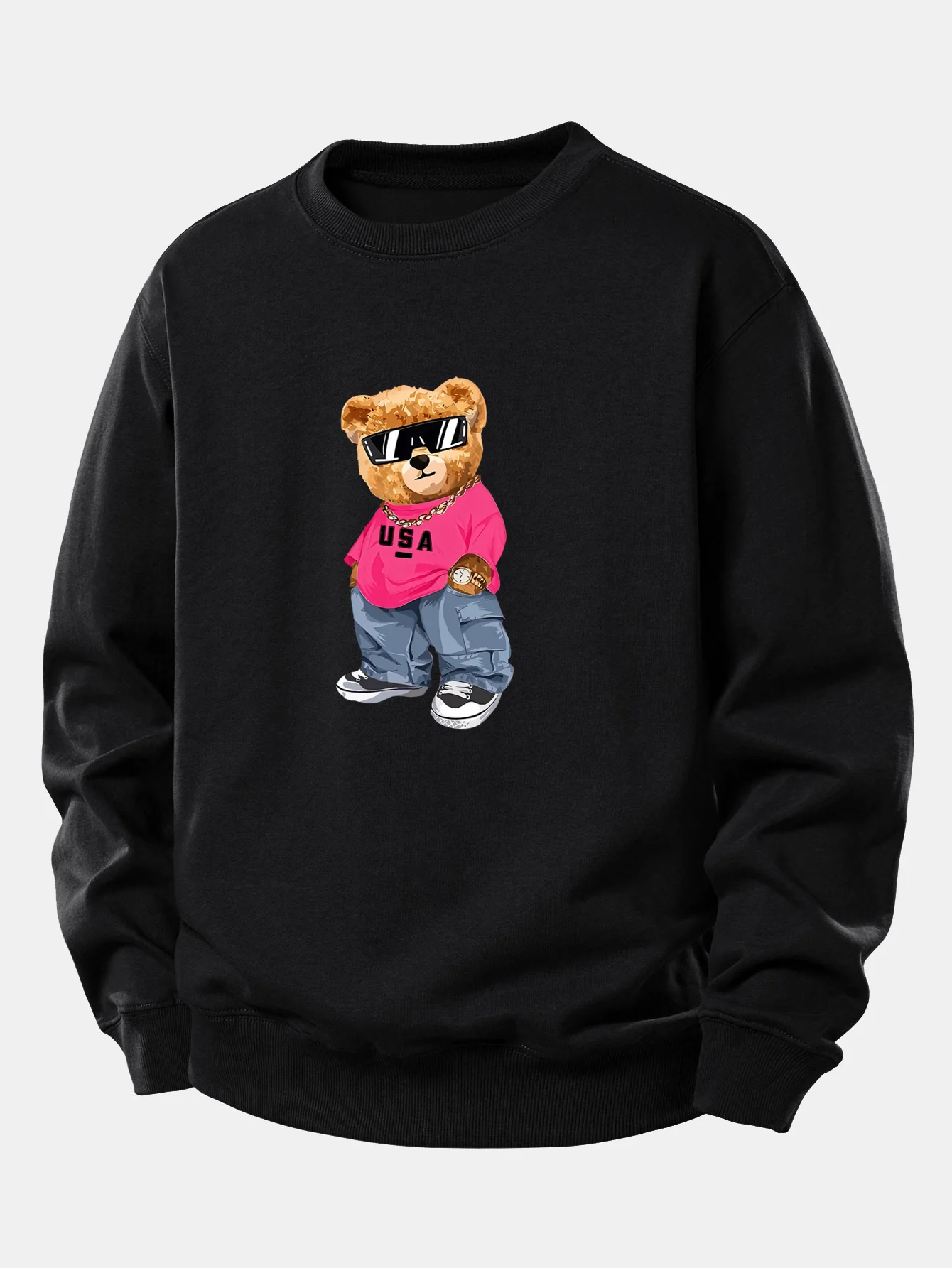 Hip Hop Bear Print Relax Fit Sweatshirt