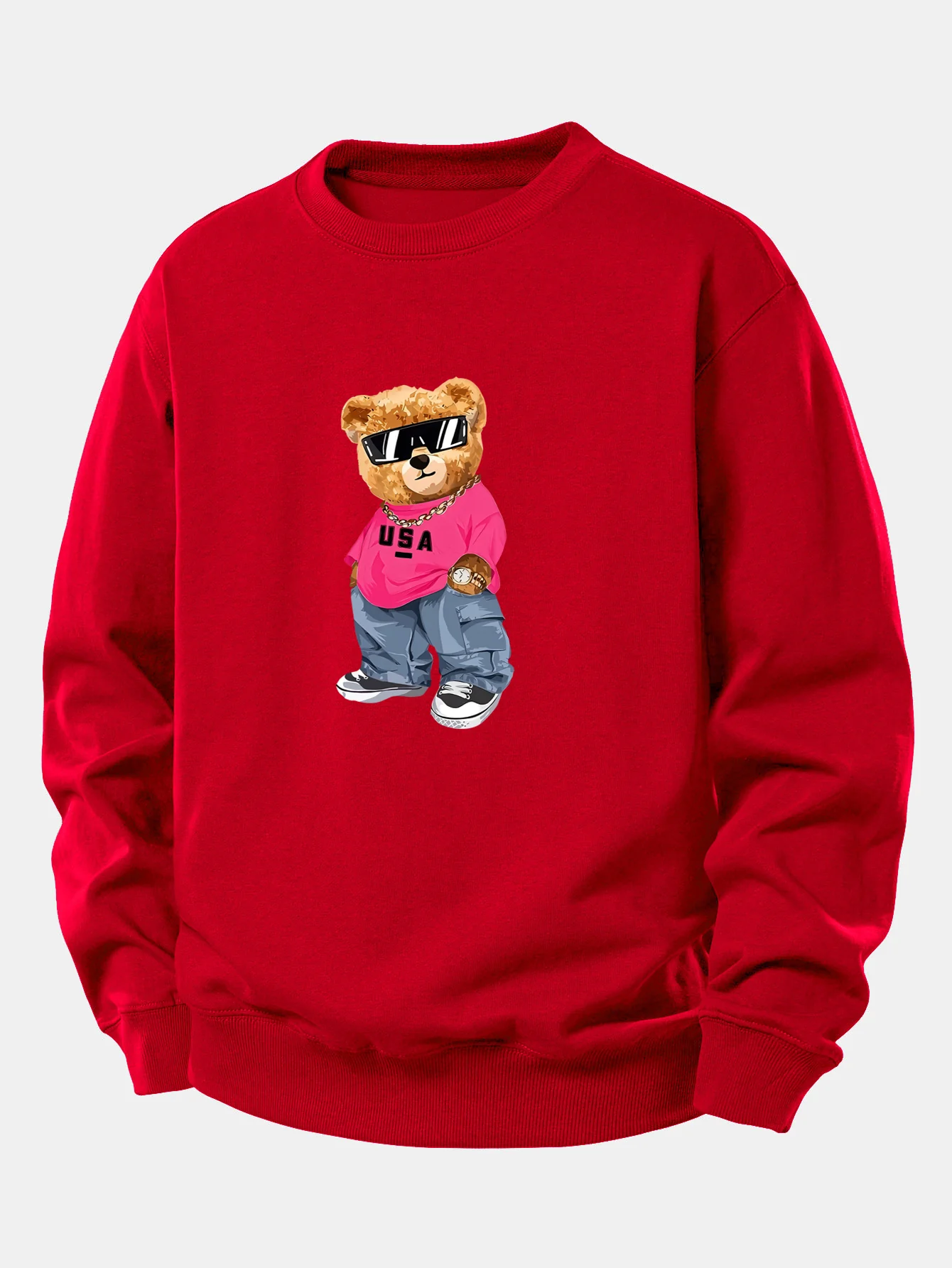 Hip Hop Bear Print Relax Fit Sweatshirt - Image 10