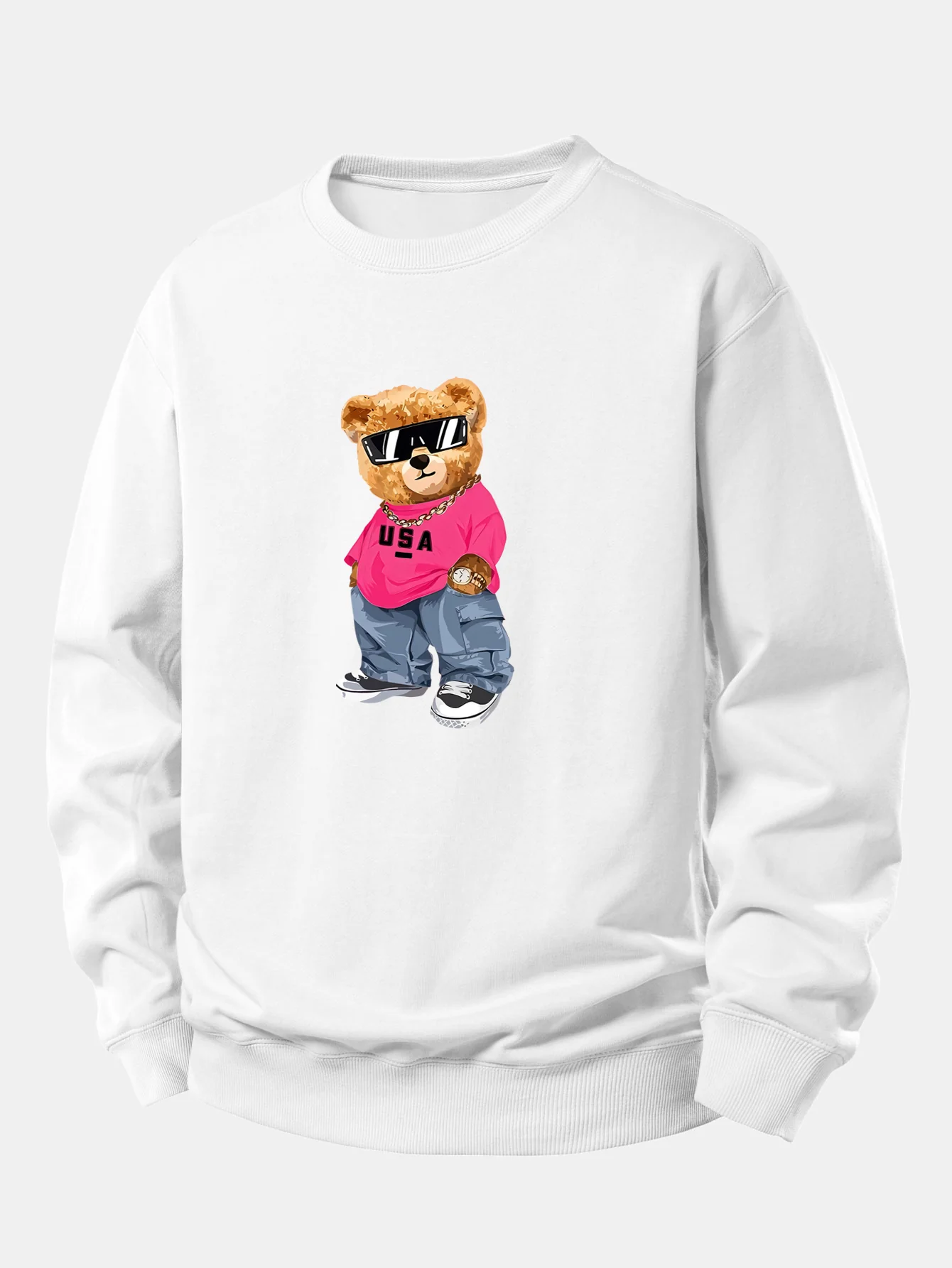 Hip Hop Bear Print Relax Fit Sweatshirt - Image 2