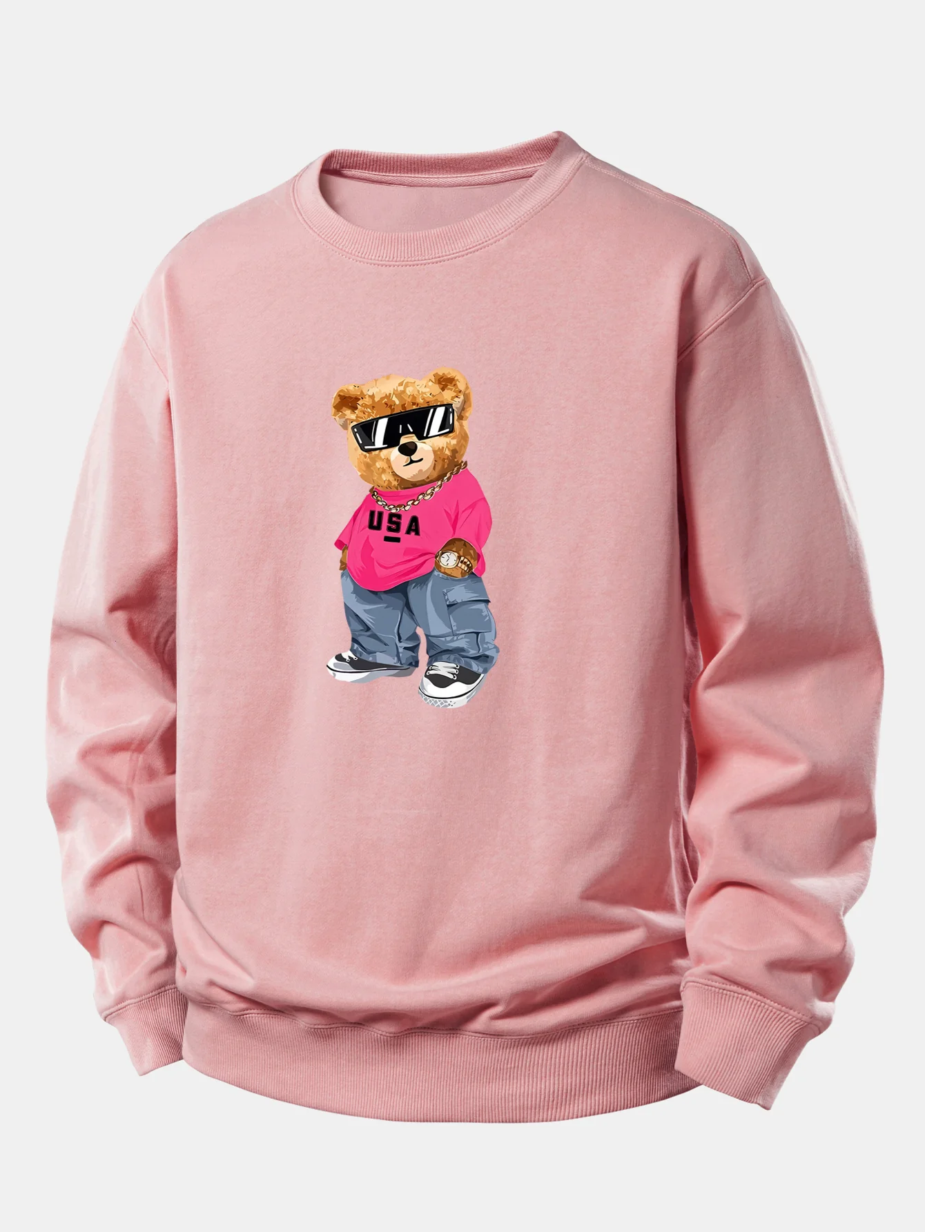 Hip Hop Bear Print Relax Fit Sweatshirt - Image 3