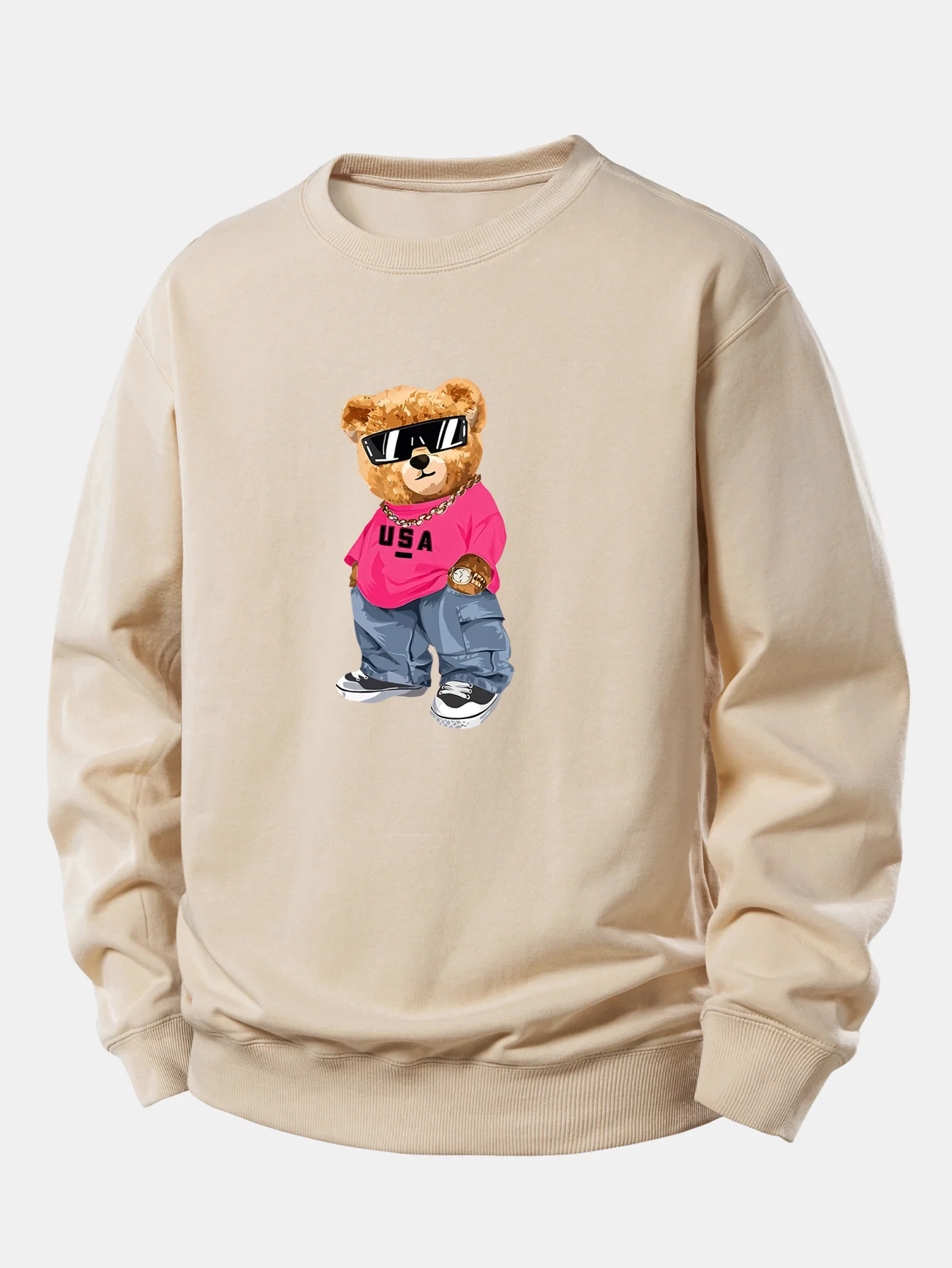Hip Hop Bear Print Relax Fit Sweatshirt - Image 4